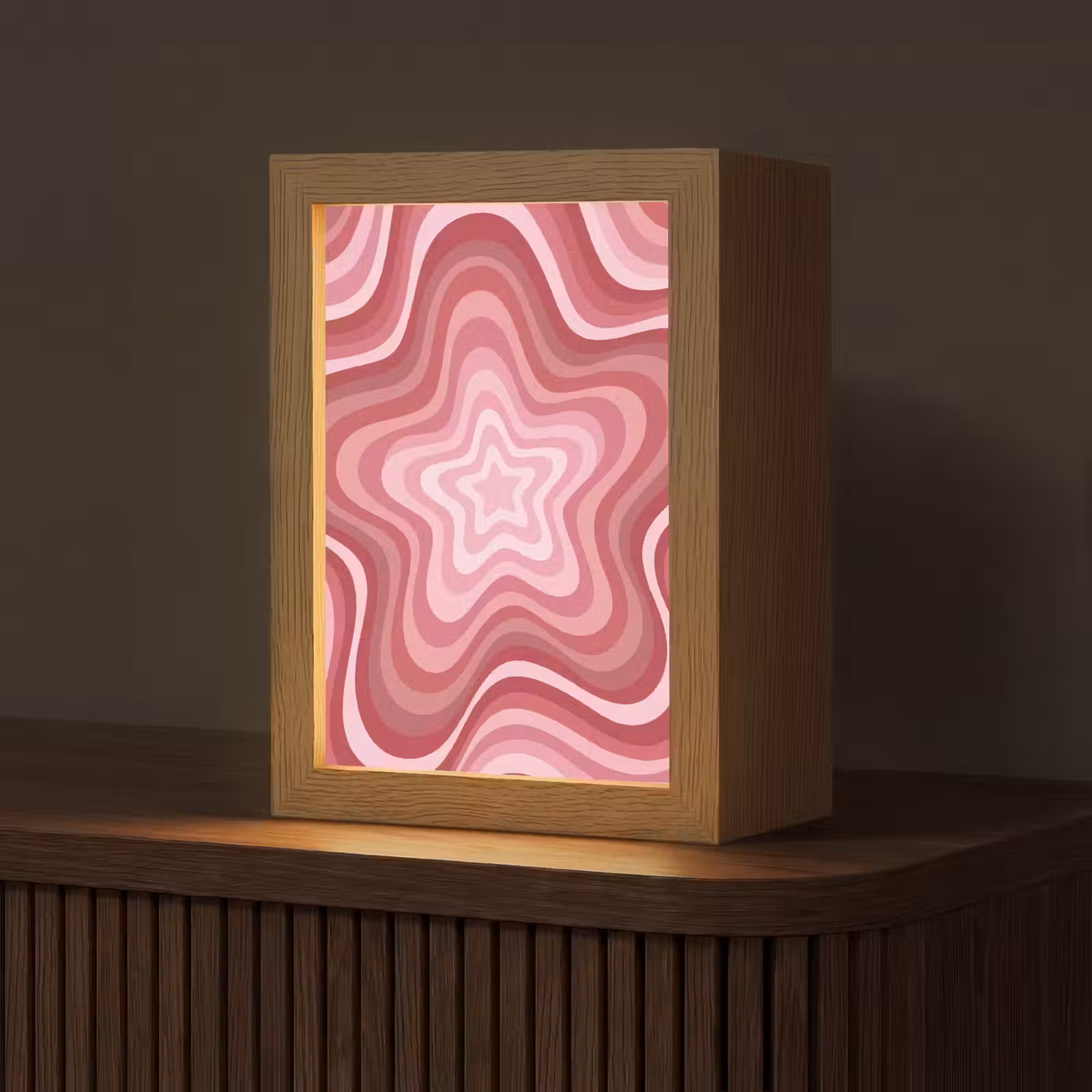 Personalisierte Lightbox - Stern – Wellenförmig – Abstrakt – Rosa - Ster - Golvend - Abstract - Roze Light Box met kabel (Tafellamp) klein