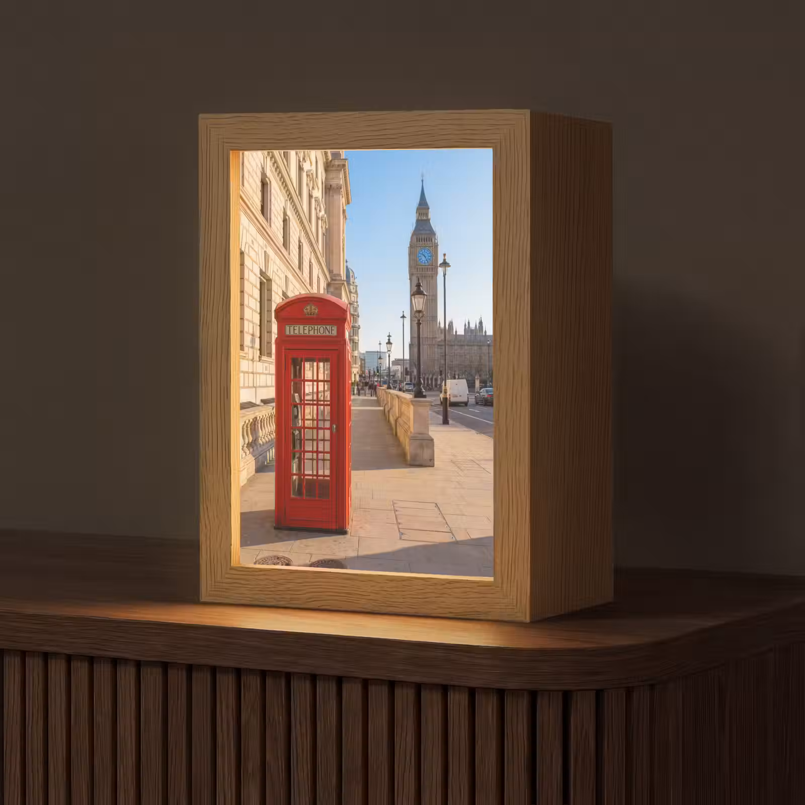 Personalisierte Lightbox - Telefonzelle – Rot – London – Stadt – Architektur - Telefooncel - Rood - Londen - Stad - Architectuur Light Box met kabel (Tafellamp) klein