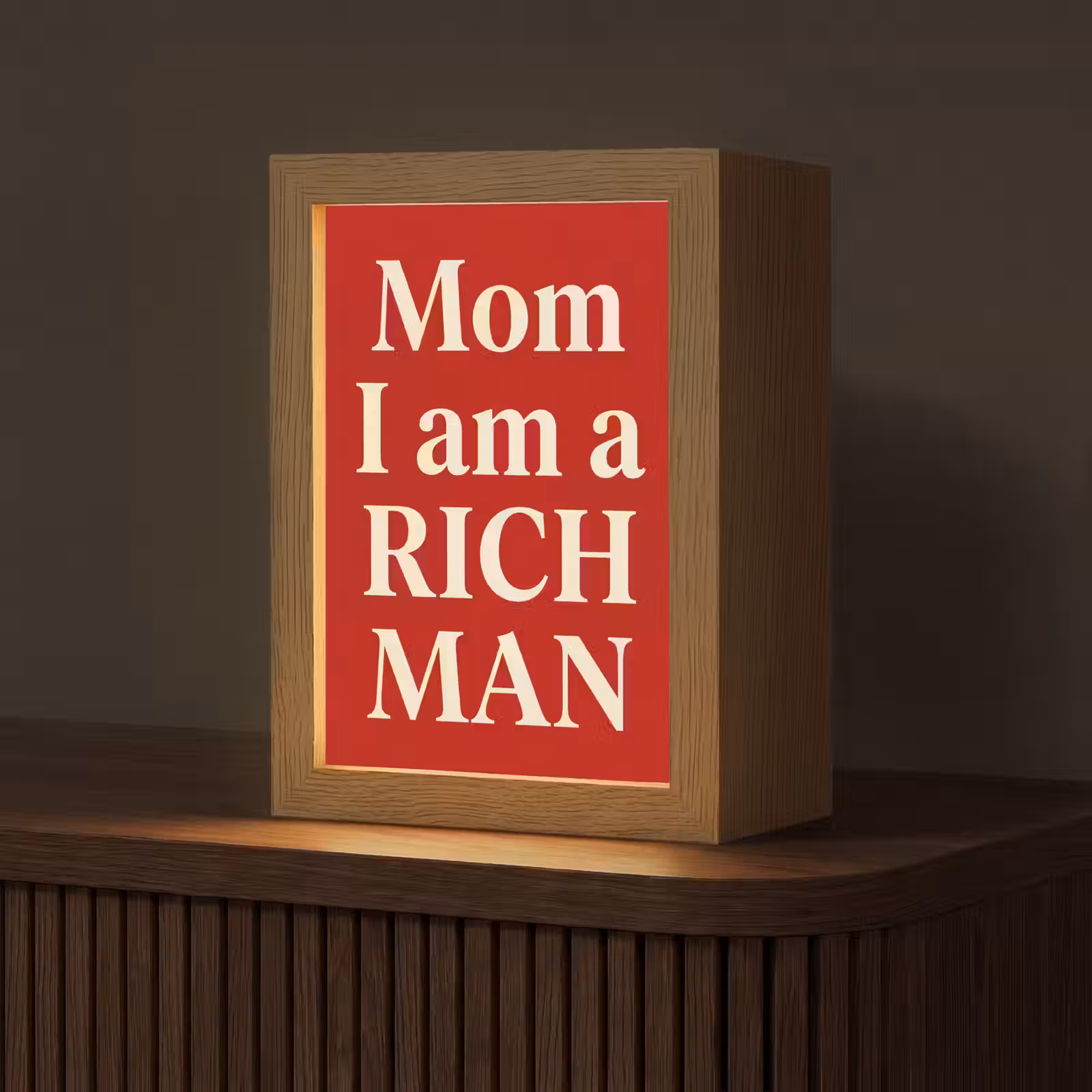 Personalisierte Lightbox - Text – Reichtum – Motivation – Rot – Modern - Tekst - Rijkdom - Motivatie - Rood - Modern Light Box met kabel (Tafellamp) klein