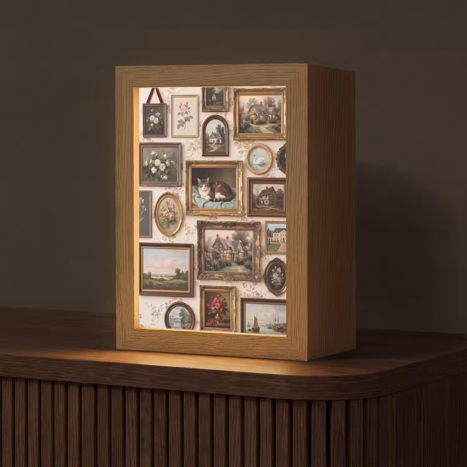 Dier - Kat - Portret - Klassiek Light Box met kabel (Tafellamp) klein -z3d_website