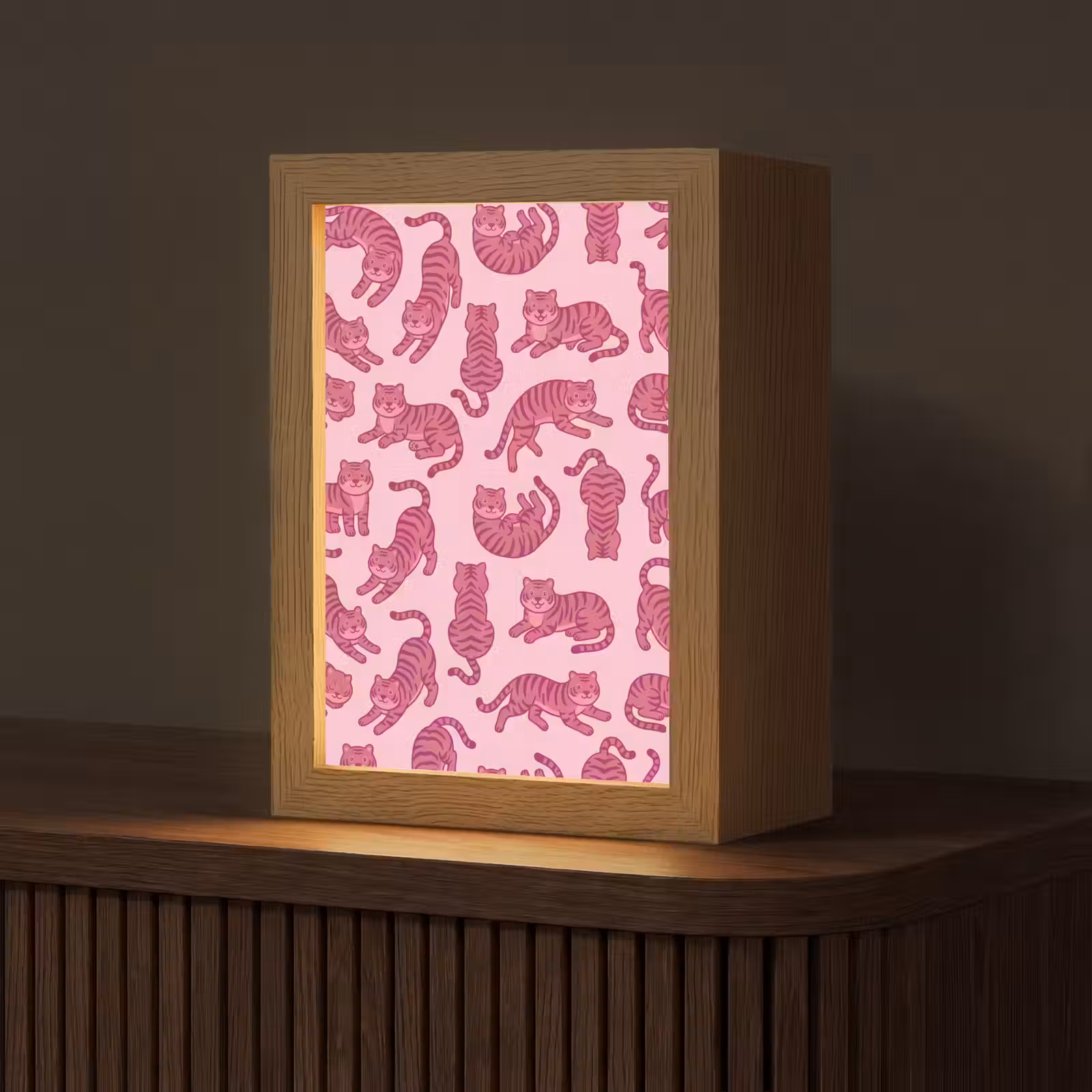 Personalisierte Lightbox - Tiere – Muster – Rosa – Verspielt – Cartoon - Dieren - Patroon - Roze - Speels - Cartoon Light Box met kabel (Tafellamp) klein