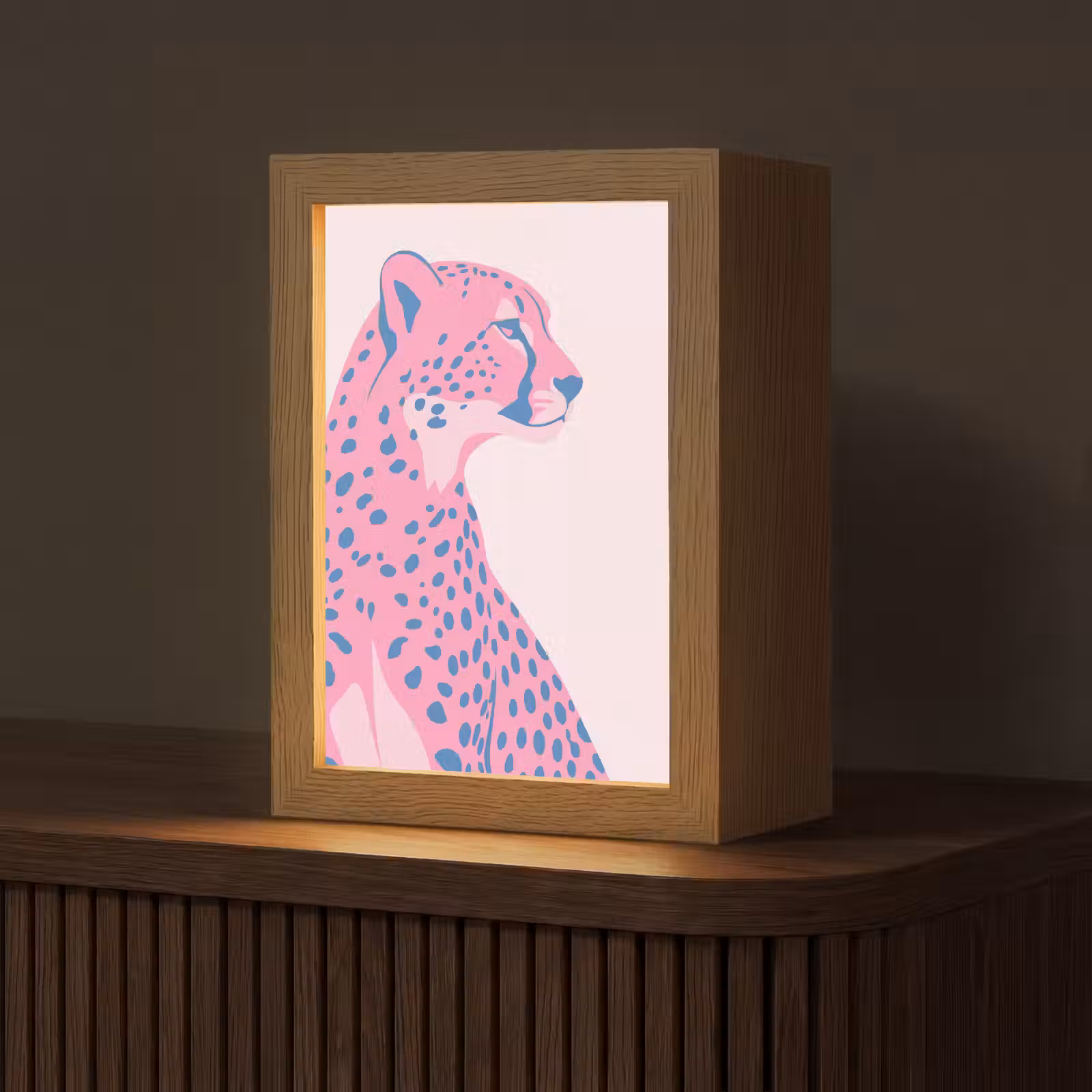 Personalisierte Lightbox - Tiere – Profil – Abstrakt – Rosa – Blau - Dieren - Profiel - Abstract - Roze - Blauw Light Box met kabel (Tafellamp) klein