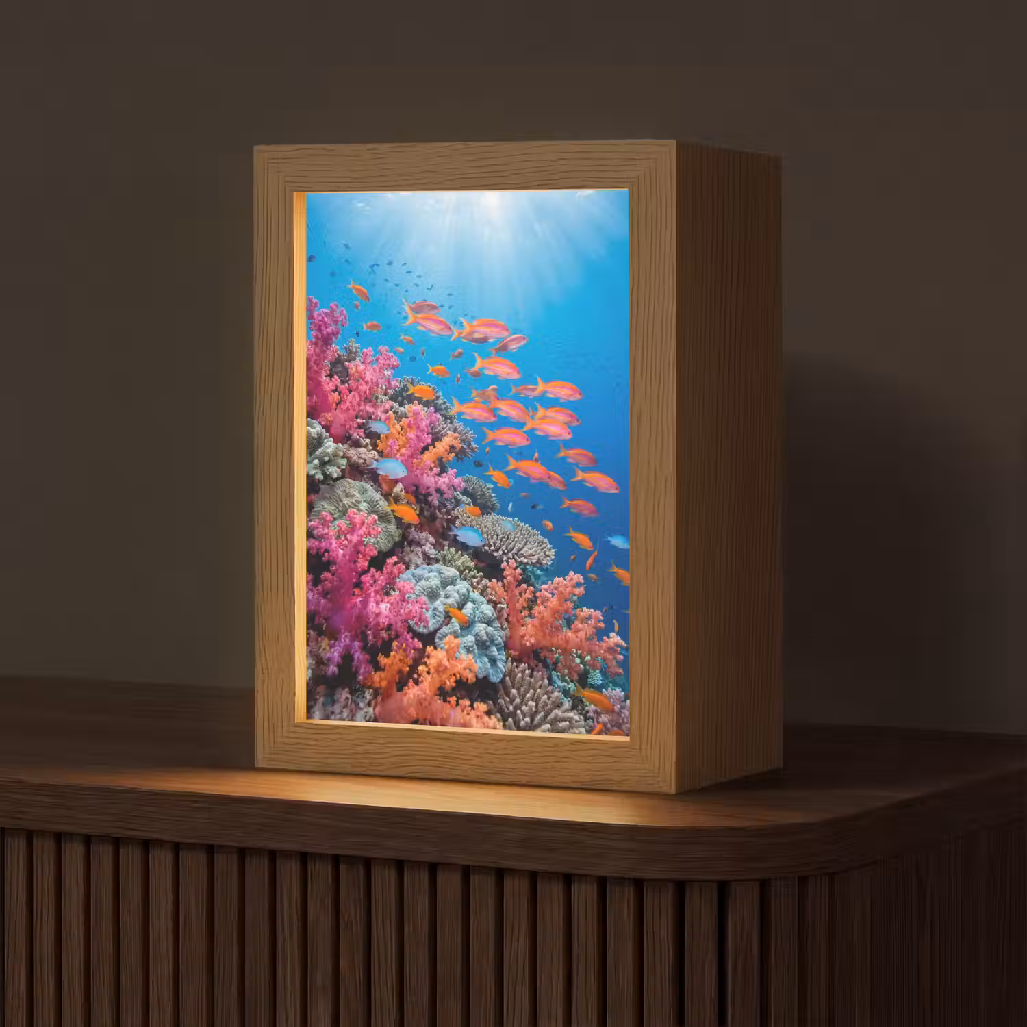Onderwater - Koraalrif - Vissen - Oceaan - Natuur Light Box met kabel (Tafellamp) klein -z3d_website