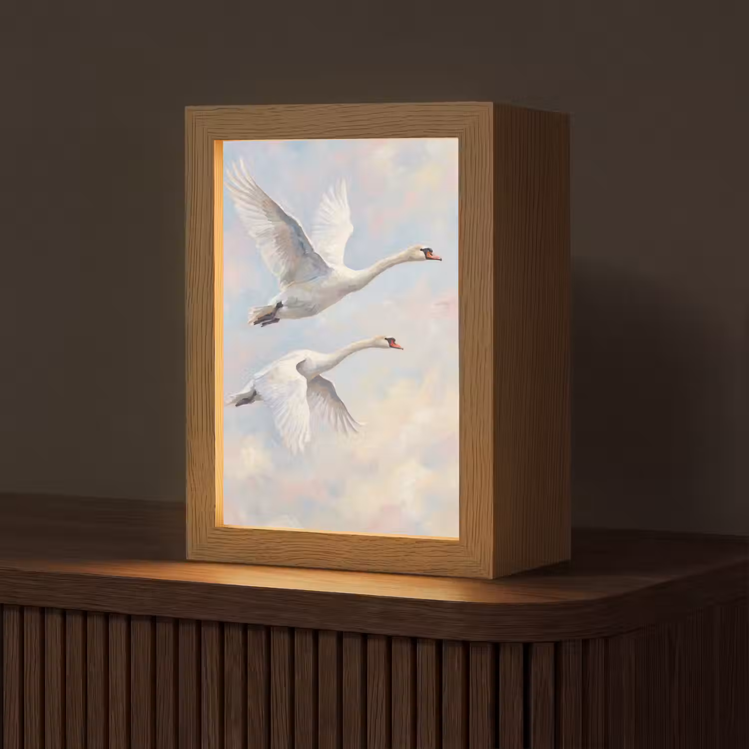 Vogel - Vliegend - Lucht - Modern - Pastel Light Box met kabel (Tafellamp) klein -z3d_website