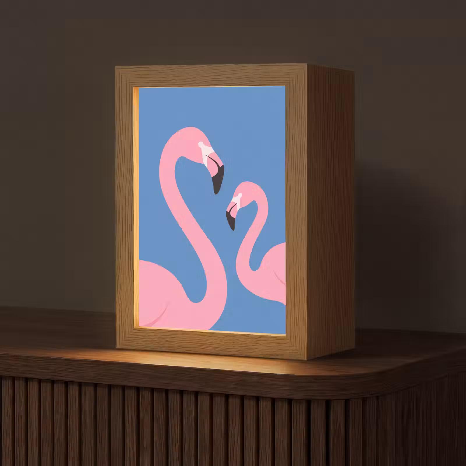 Personalisierte Lightbox - Vogel – Paar – Tiere – Modern – Rosa - Vogel - Paar - Dieren - Modern - Roze Light Box met kabel (Tafellamp) klein