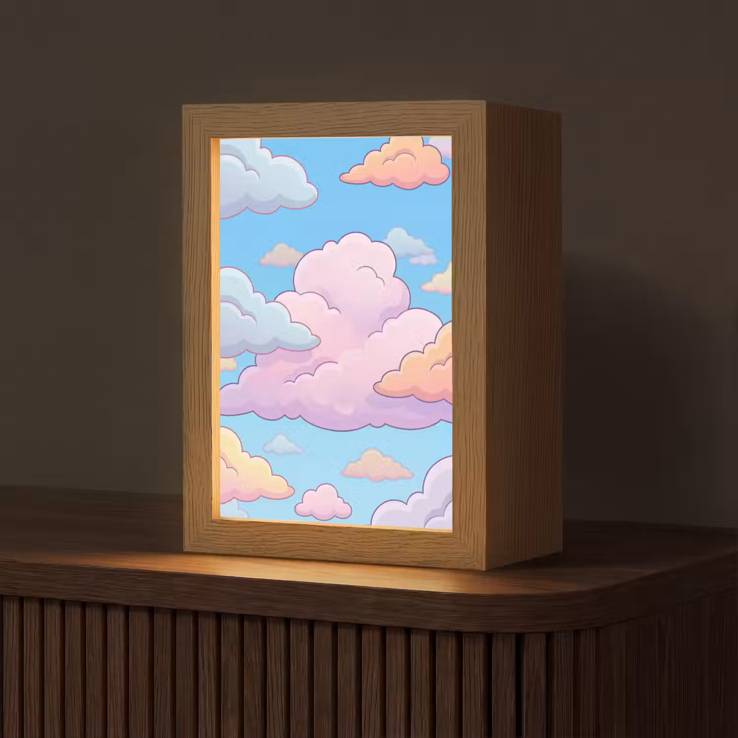 Wolk - Lucht - Natuur - Illustratie - Pastel Light Box met kabel (Tafellamp) klein -z3d_website