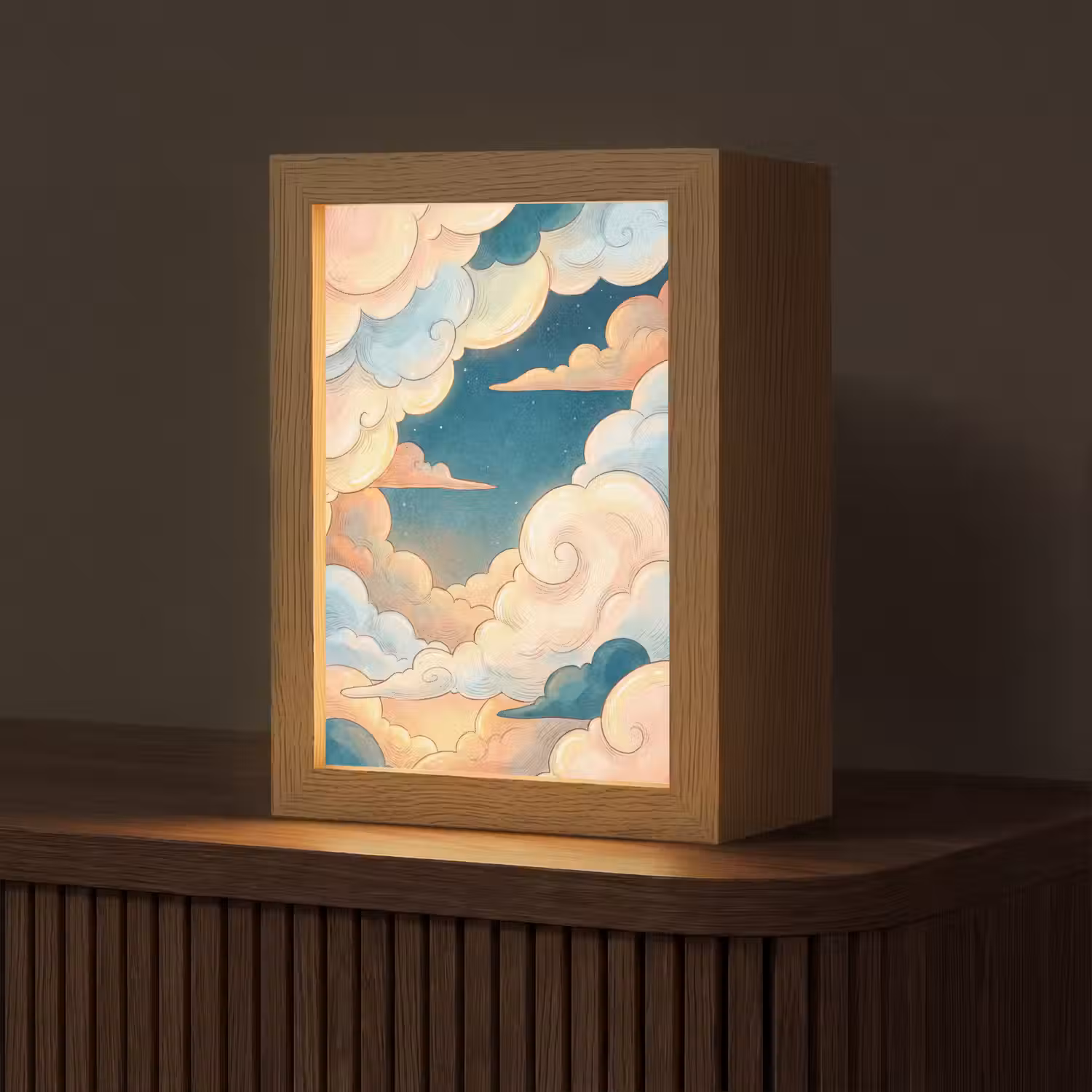 Wolk - Lucht - Natuur - Illustratief - Oranje Light Box met kabel (Tafellamp) klein -z3d_website