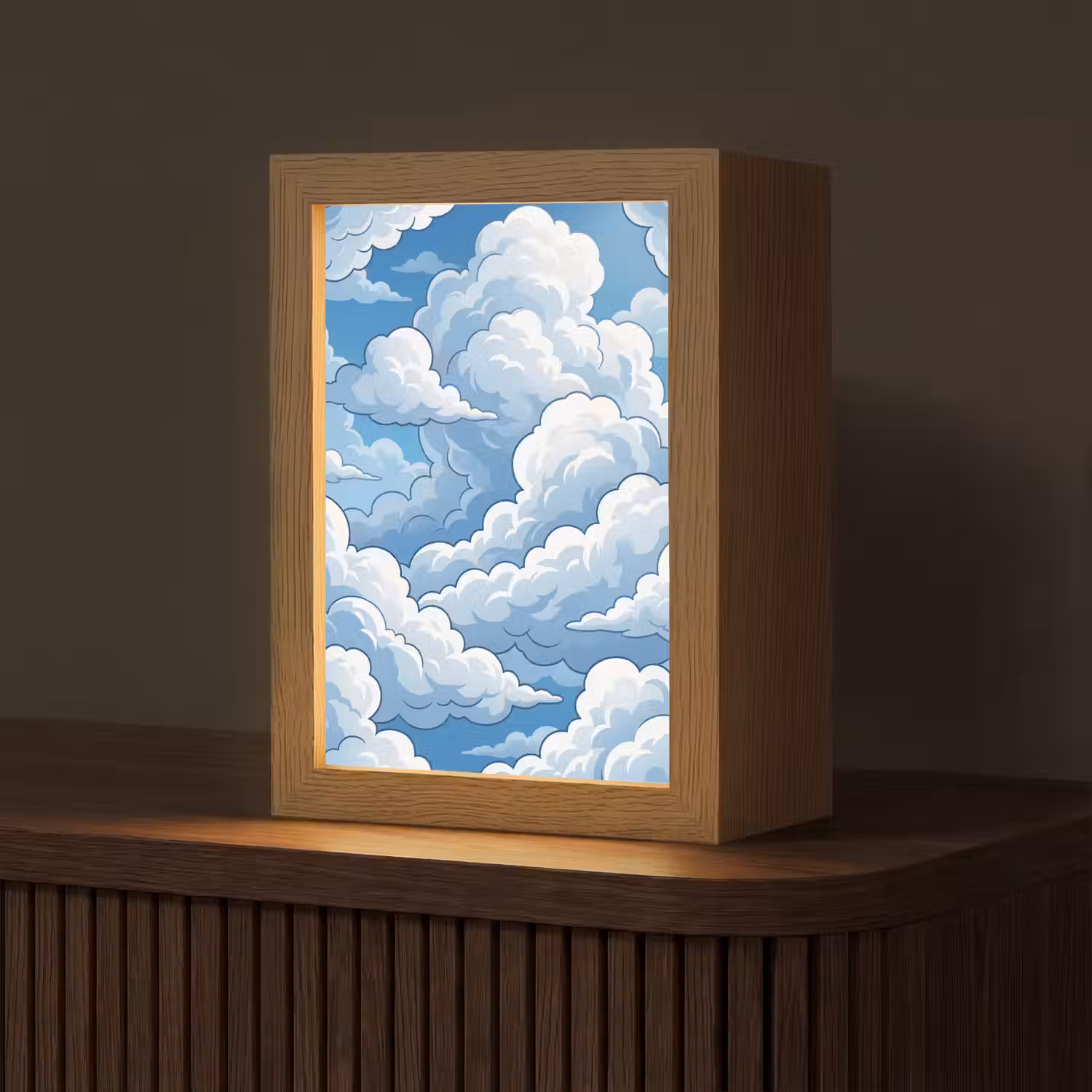 Wolken - Hemel - Abstract - Wit Light Box met kabel (Tafellamp) klein -z3d_website