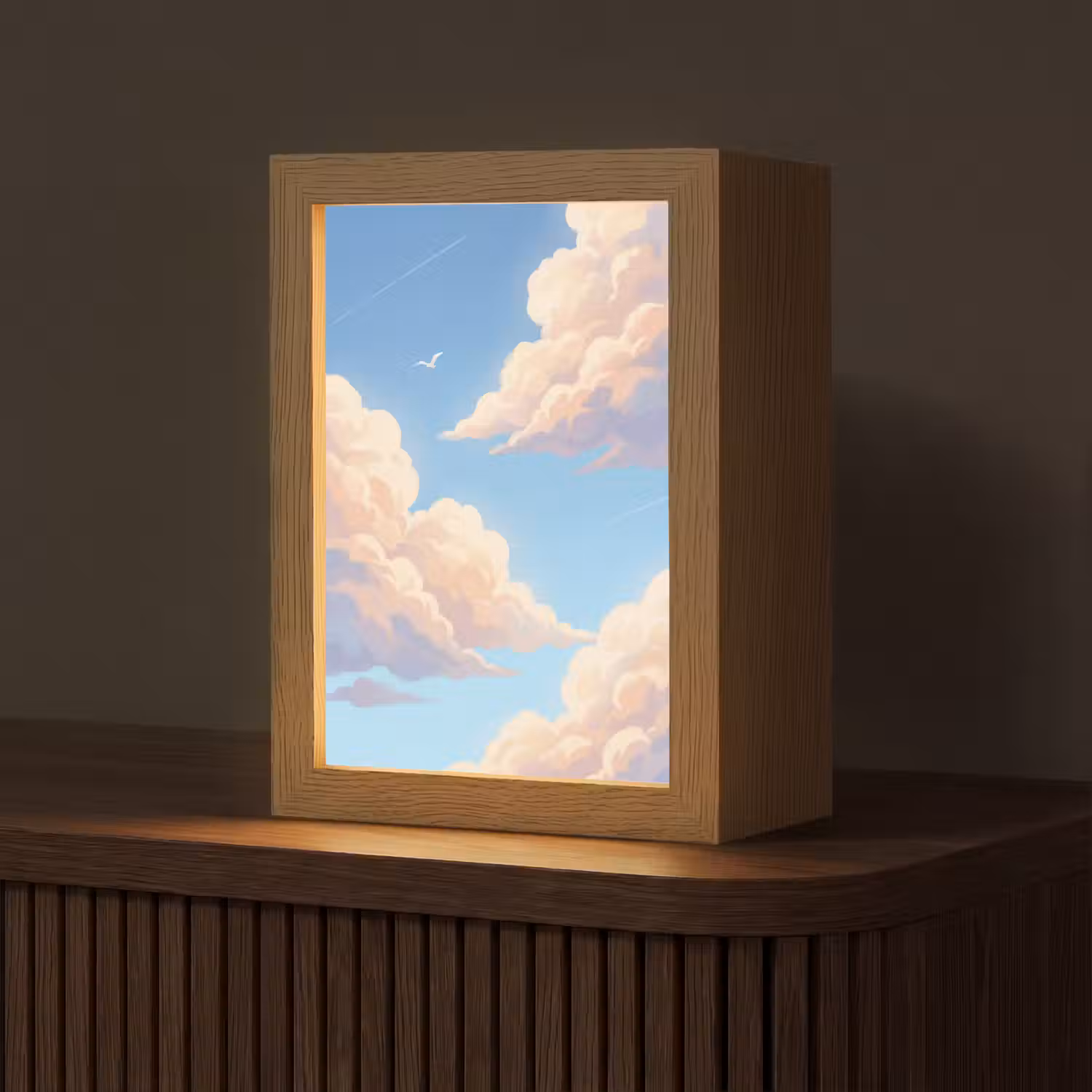 Wolken - Lucht - Natuur - Blauw Light Box met kabel (Tafellamp) klein -z3d_website