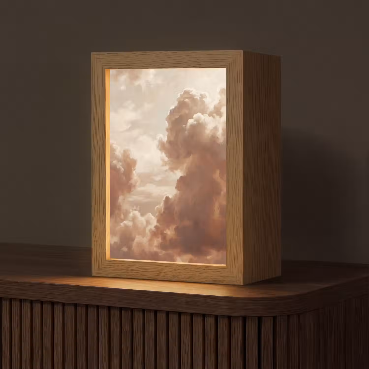 Wolken - Lucht - Natuur - Modern - Bruin Light Box met kabel (Tafellamp) klein -z3d_website