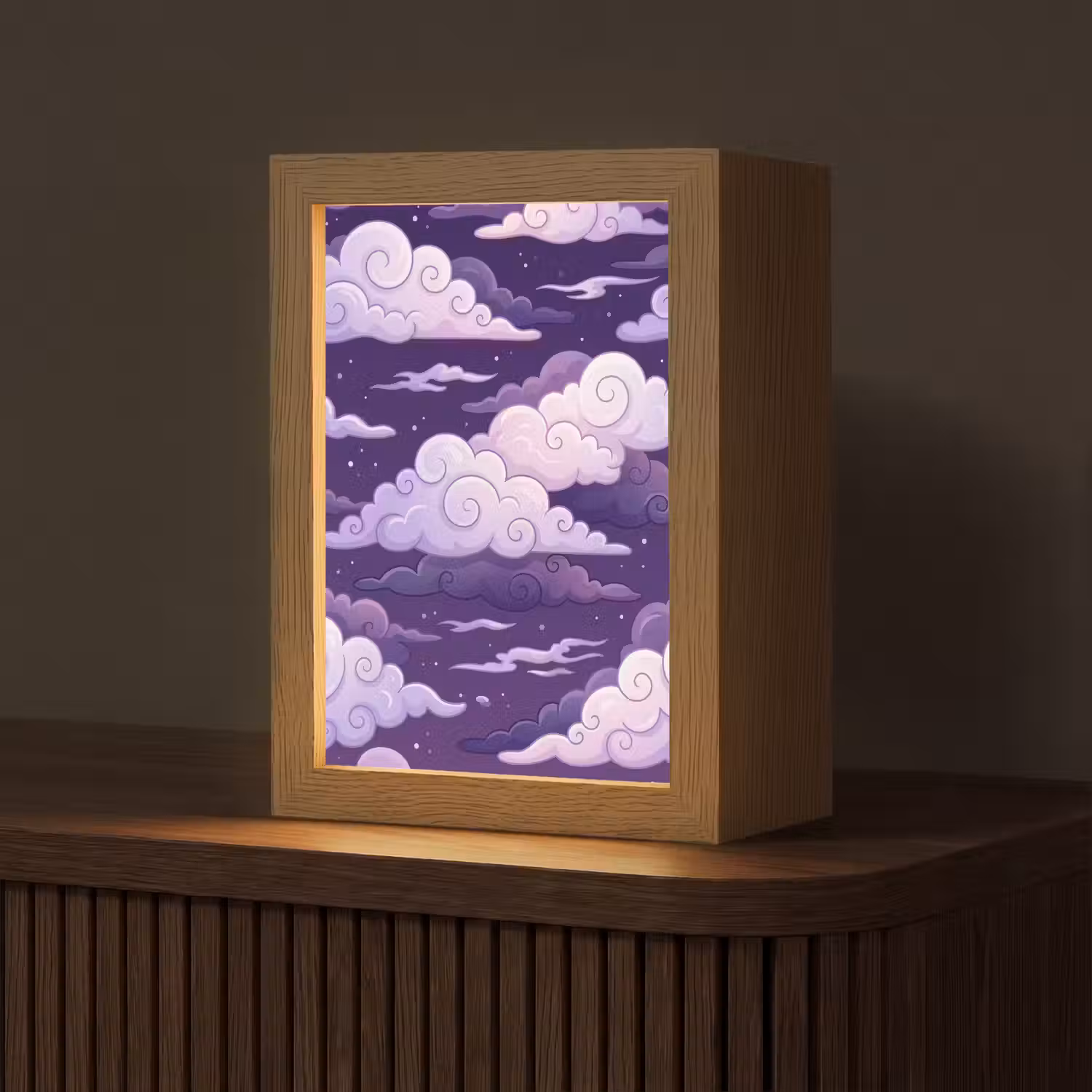 Wolken - Nacht - Natuur - Abstract - Paars Light Box met kabel (Tafellamp) klein -z3d_website