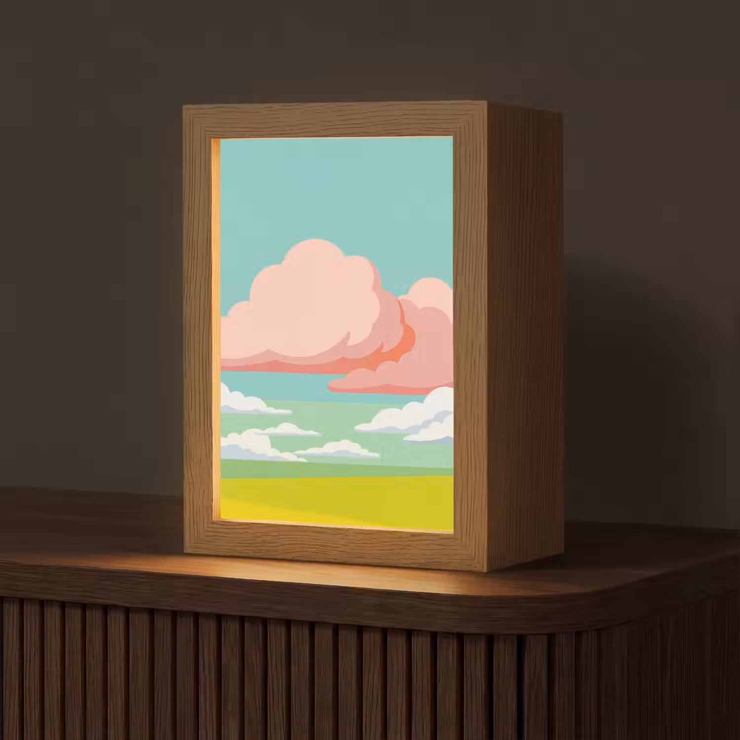 Wolken - Roze - Natuur - Modern - Pastel Light Box met kabel (Tafellamp) klein -z3d_website