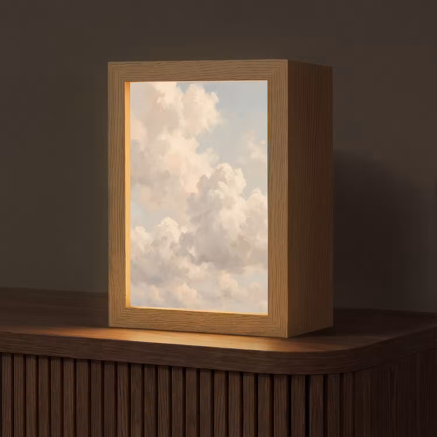 Wolken - Zacht - Natuur - Klassiek - Beige Light Box met kabel (Tafellamp) klein -z3d_website