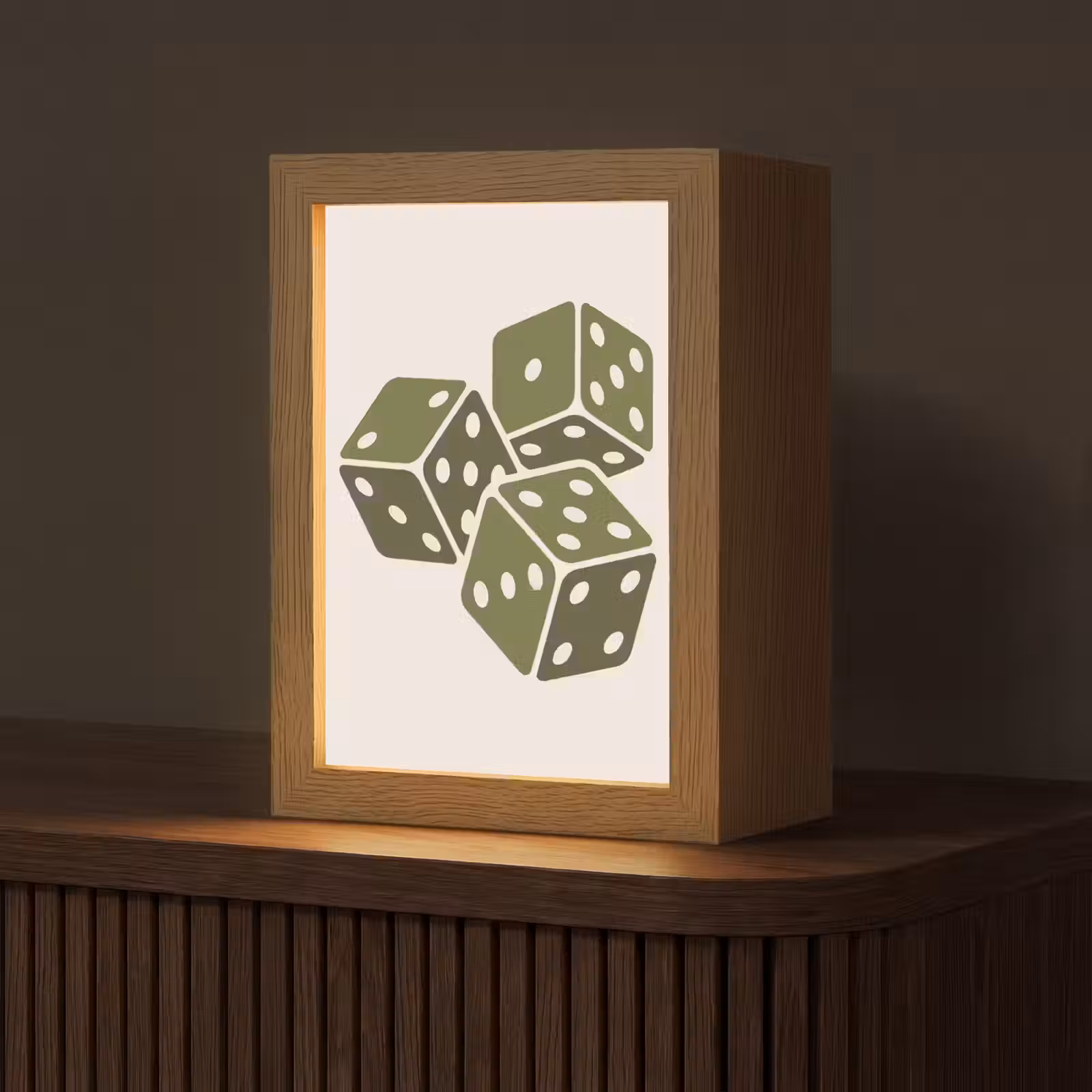 Personalisierte Lightbox - Würfel – Spiel – Grün – Abstrakt - Dobbelsteen - Spel - Groen - Abstract Light Box met kabel (Tafellamp) klein