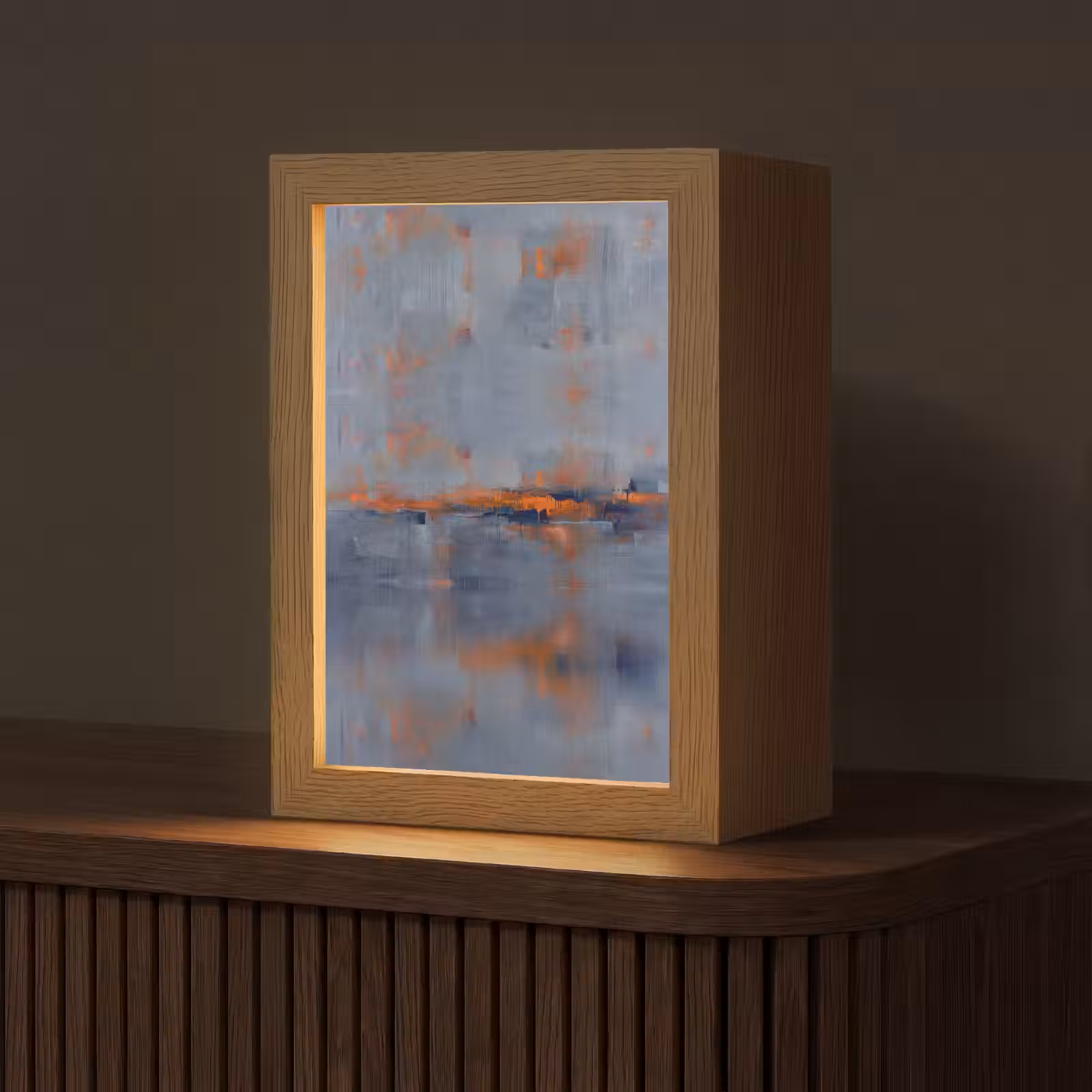 Personalisierte Lightbox - Zusammenfassung – Farben – Modern – Orange – Grau - Abstract - Kleuren - Modern - Oranje - Grijs Light Box met kabel (Tafellamp) klein