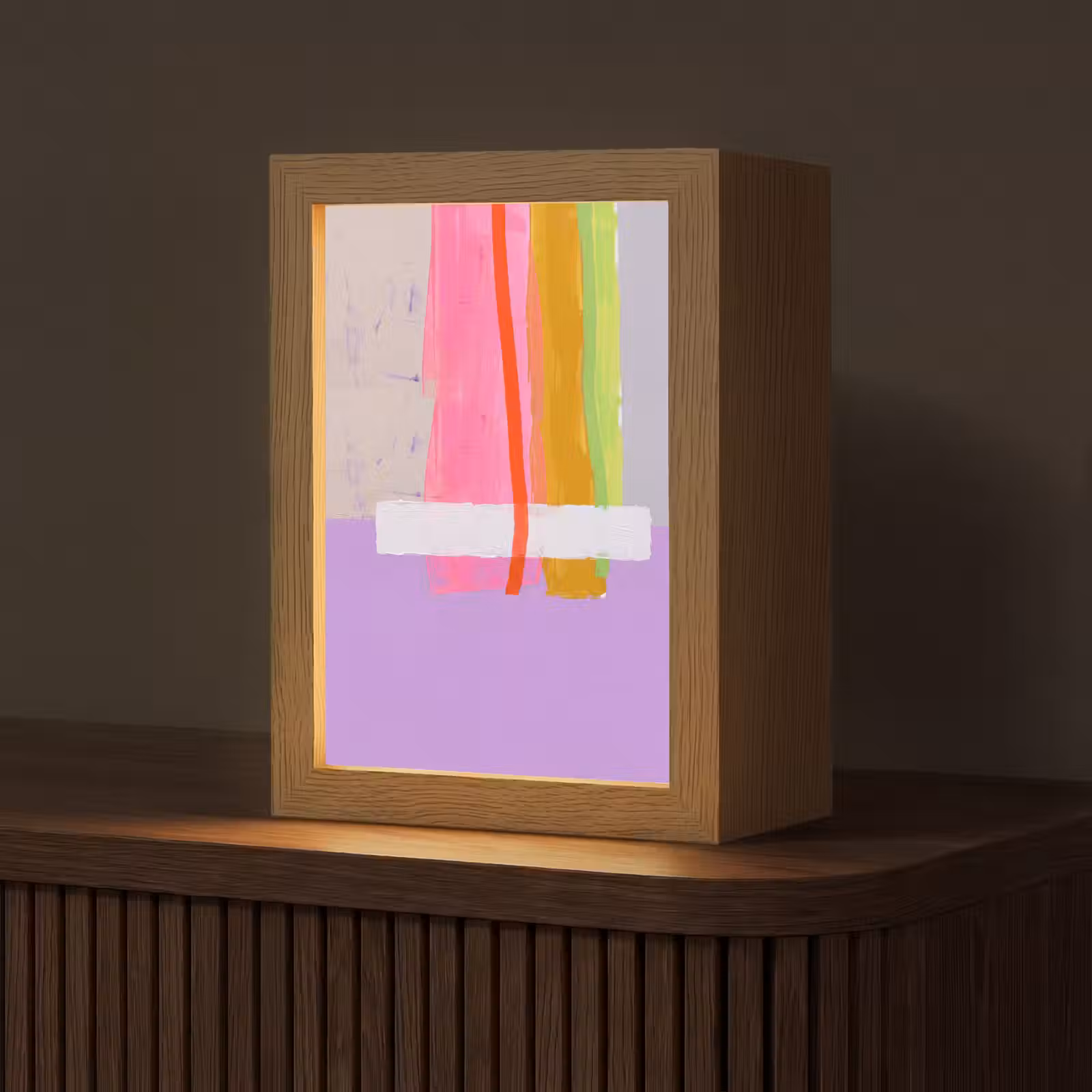 Personalisierte Lightbox - Zusammenfassung – Farbenfroh – Formen – Modern – Kunst - Abstract - Kleurrijk - Vormen - Modern - Kunst Light Box met kabel (Tafellamp) klein
