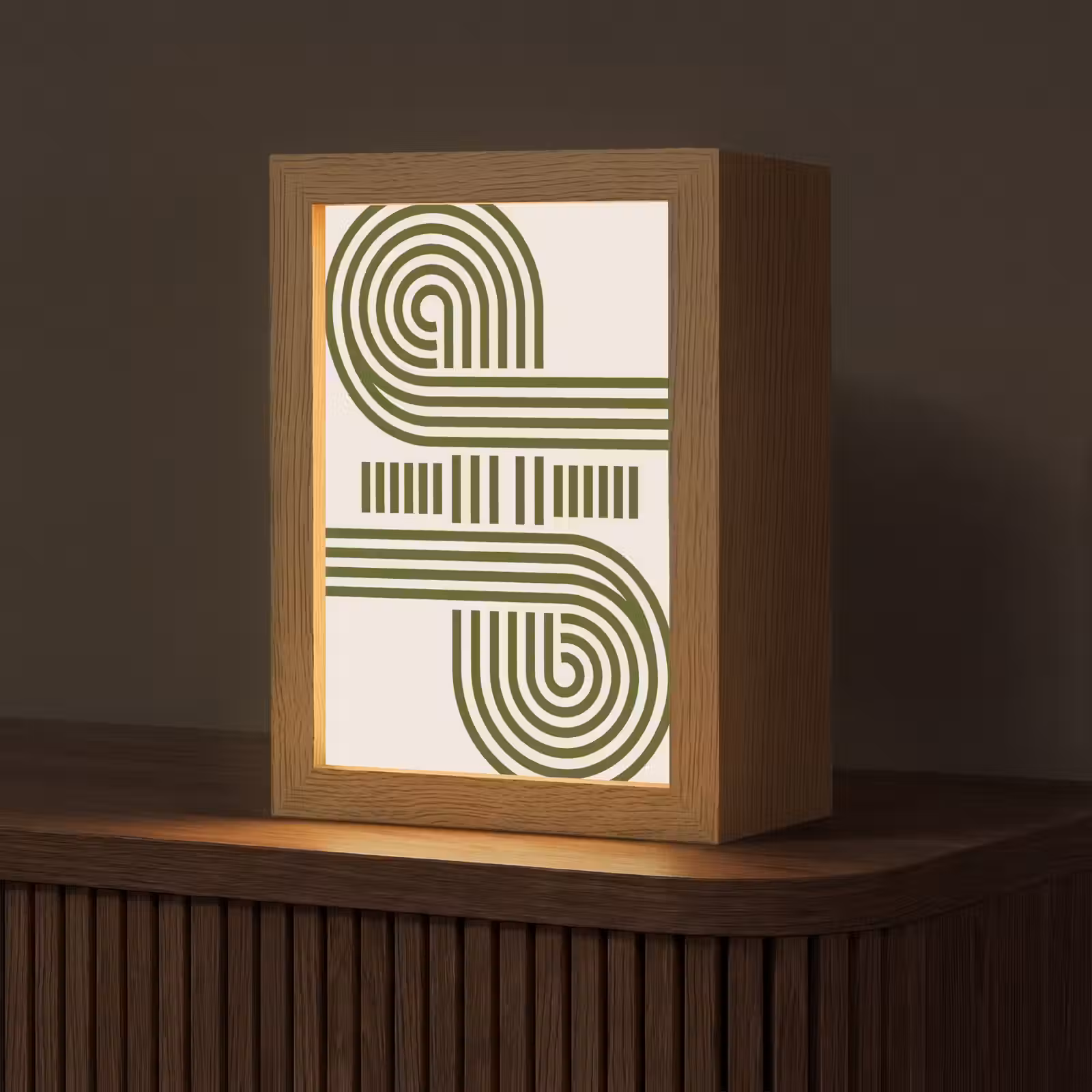 Personalisierte Lightbox - Zusammenfassung – Formen – Modern – Grün - Abstract - Vormen - Modern - Groen Light Box met kabel (Tafellamp) klein
