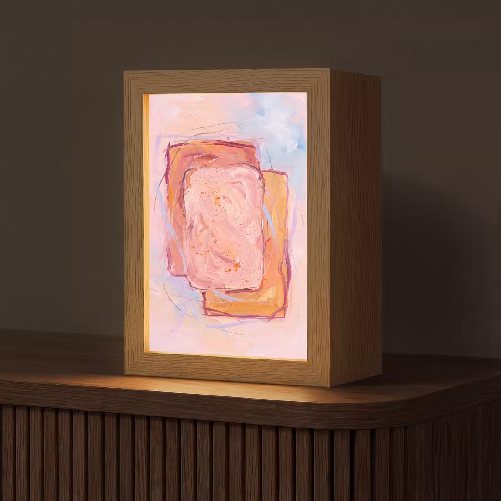 Personalisierte Lightbox - Zusammenfassung – Formen – Modern – Rosa - Abstract - Vormen - Modern - Roze Light Box met kabel (Tafellamp) klein