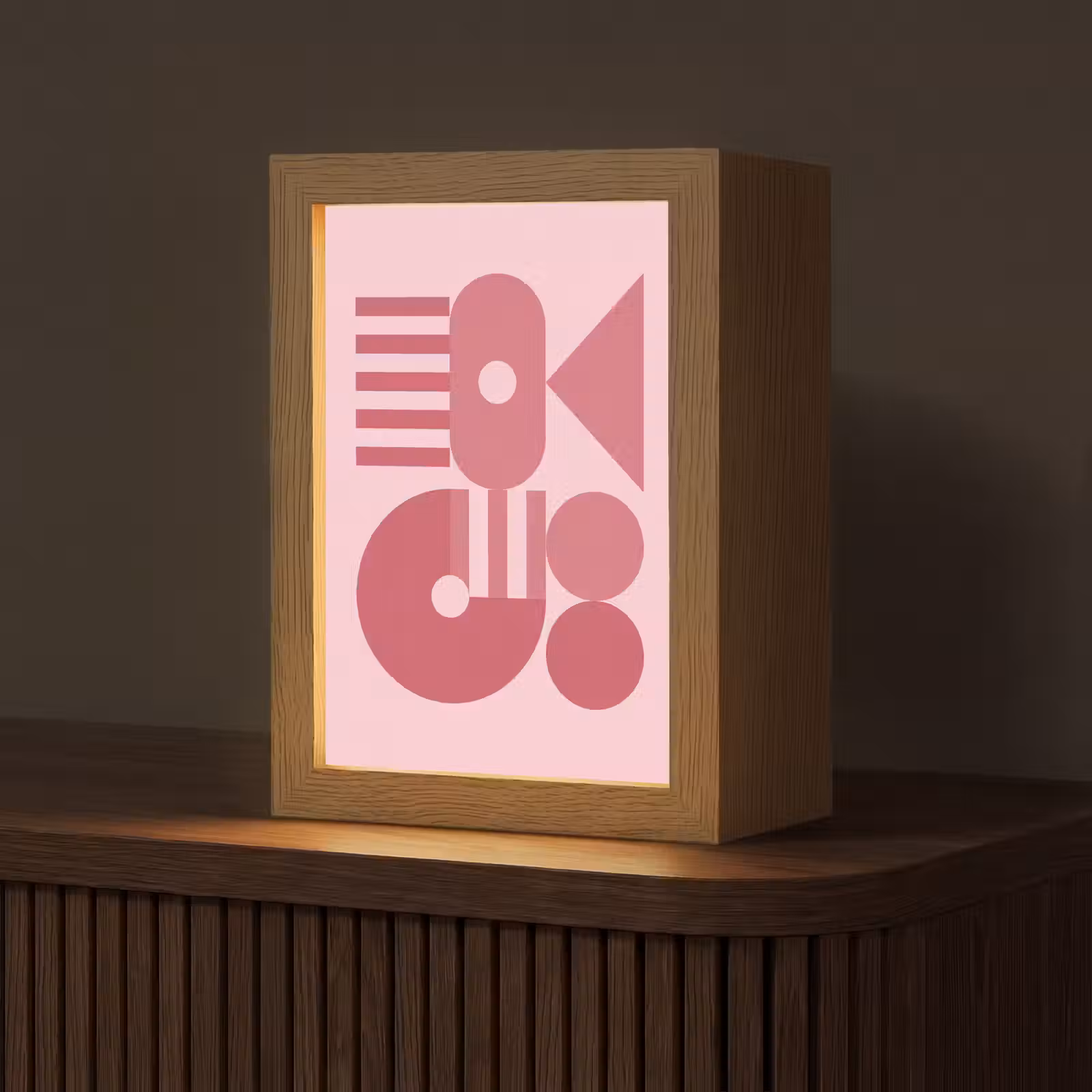 Personalisierte Lightbox - Zusammenfassung – Geometrisch – Formen – Rosa - Abstract - Geometrisch - Vormen - Roze Light Box met kabel (Tafellamp) klein