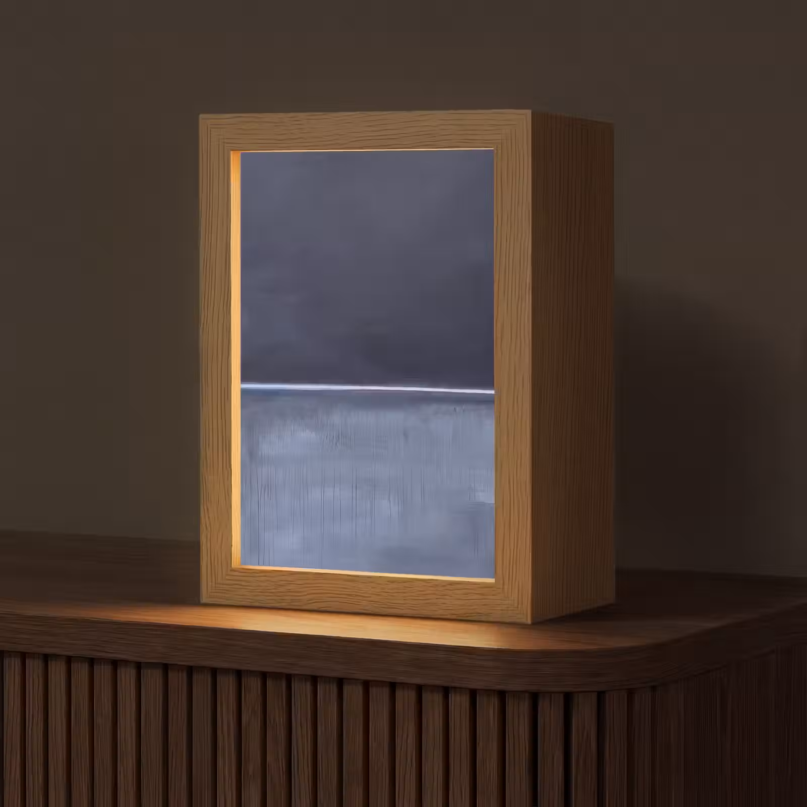 Personalisierte Lightbox - Zusammenfassung – Horizontale Linie – Minimalistisch – Dunkelblau – Kunst - Abstract - Horizontale lijn - Minimalistisch - Donkerblauw - Kunst Light Box met kabel (Tafellamp) klein
