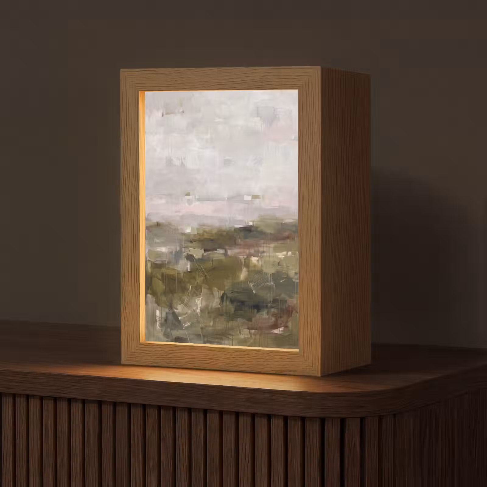 Personalisierte Lightbox - Zusammenfassung – Mehrschichtig – Kunst – Modern – Grau-Grün — 1