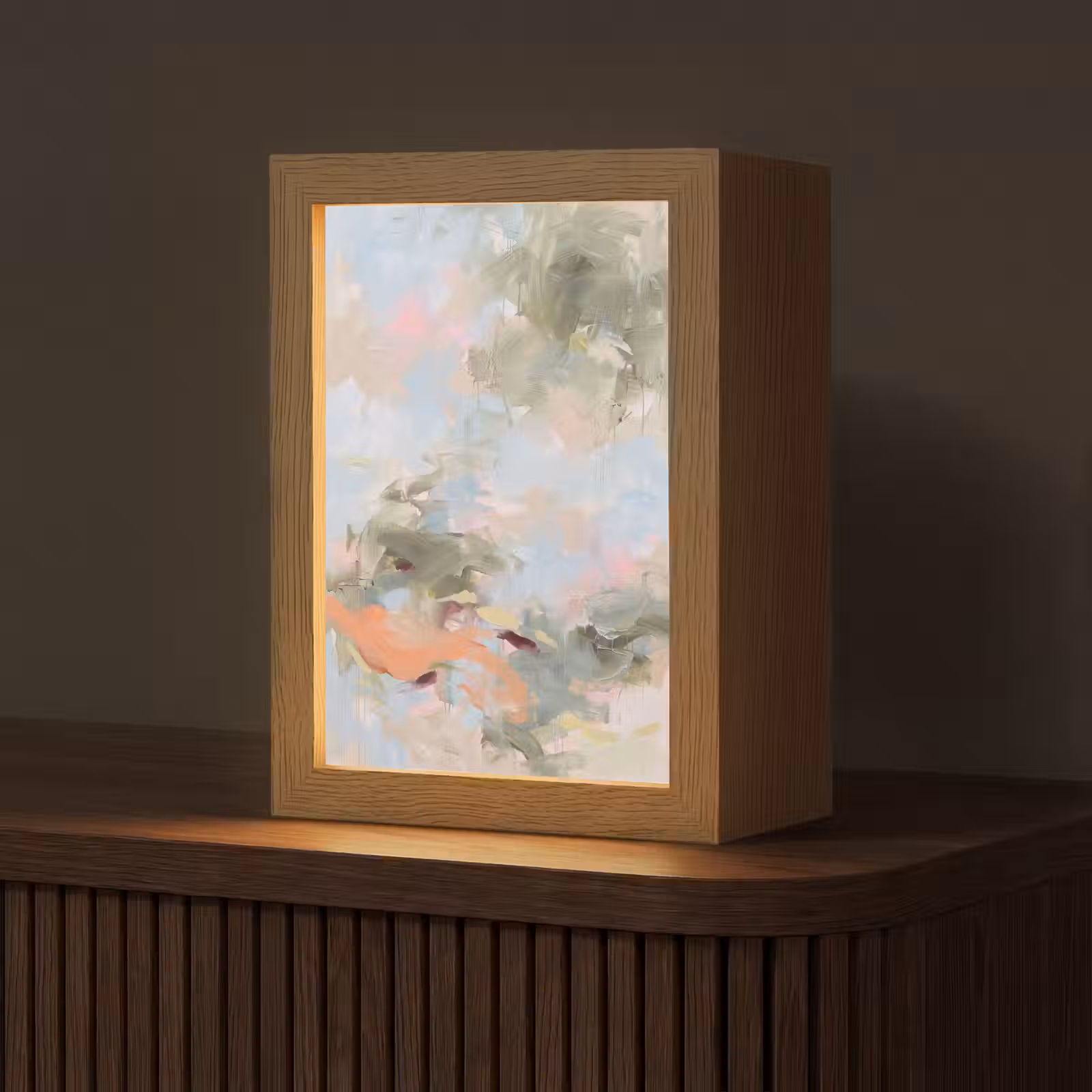 Personalisierte Lightbox - Zusammenfassung – Pinselstriche – Kunst – Modern – Pastell - Abstract - Borstelstreken - Kunst - Modern - Pastel Light Box met kabel (Tafellamp) klein
