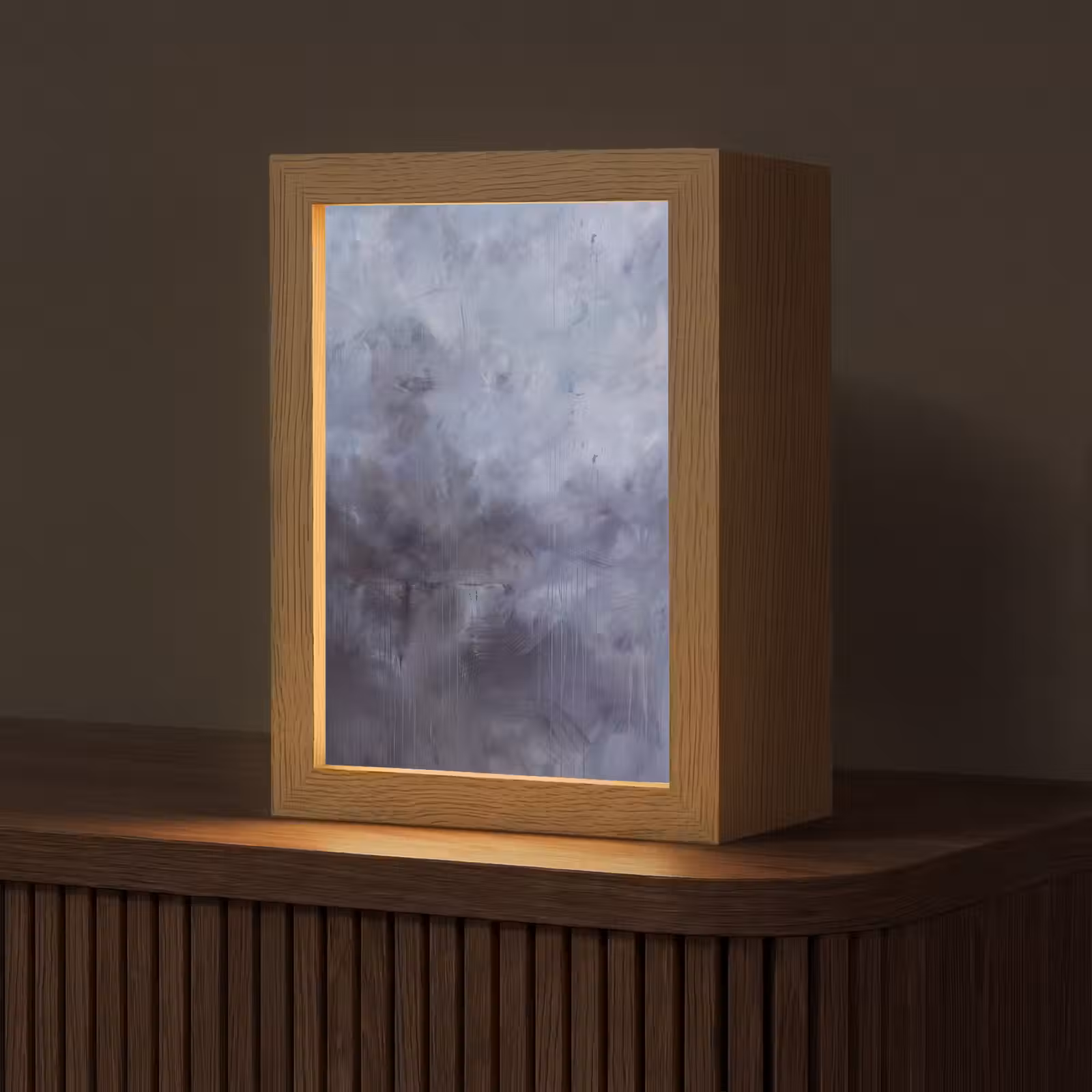 Personalisierte Lightbox - Zusammenfassung – Pinselstriche – Modern – Kunst – Grau - Abstract - Kwaststreken - Modern - Kunst - Grijs Light Box met kabel (Tafellamp) klein