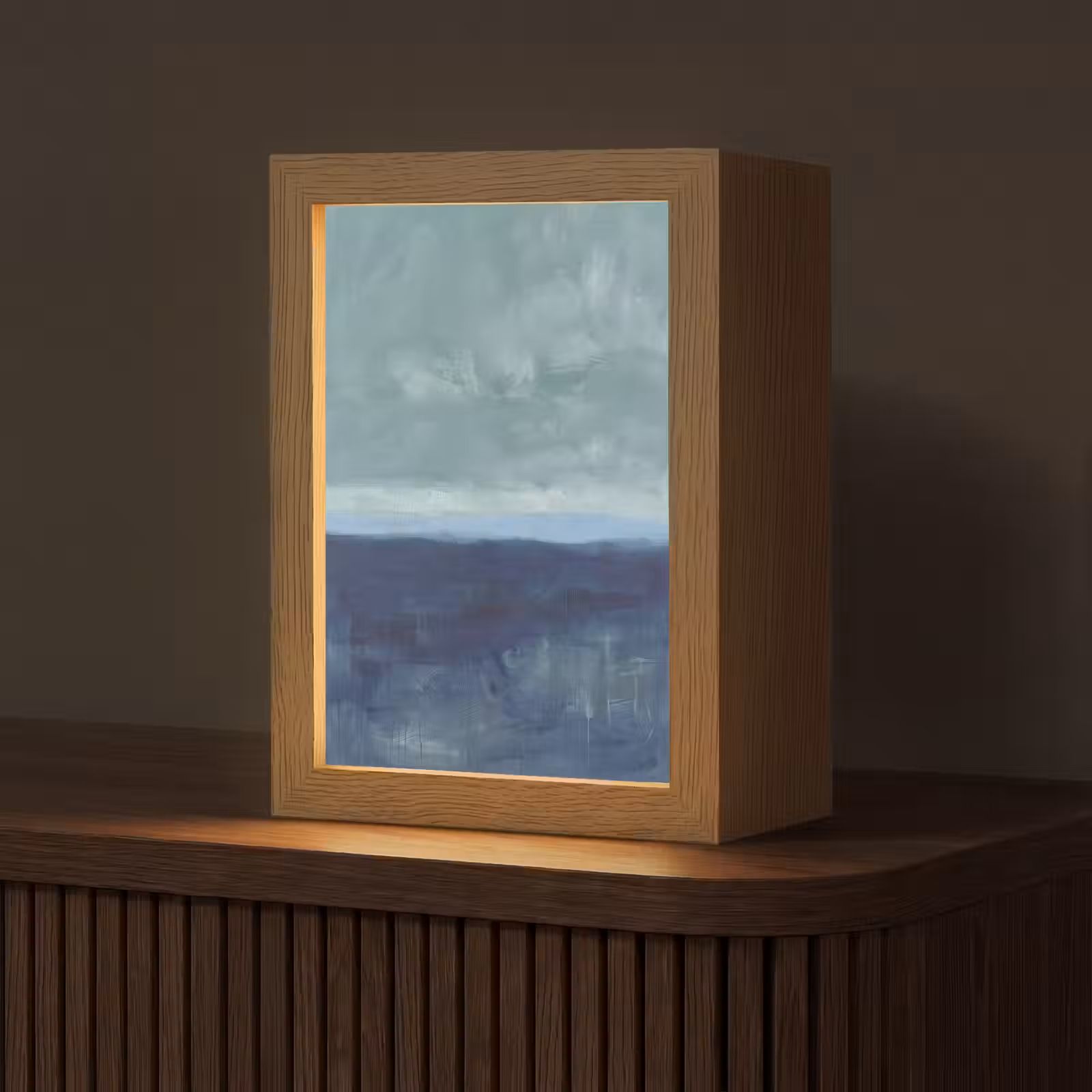 Personalisierte Lightbox - Zusammenfassung – Schichten – Ruhe – Modern – Blau — 1