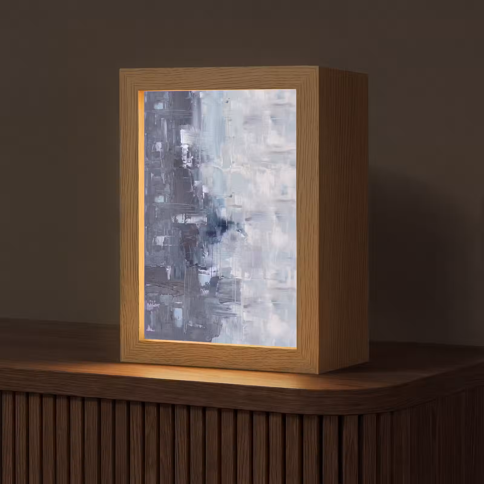 Personalisierte Lightbox - Zusammenfassung – Textur – Kunst – Modern – Blau - Abstract - Textuur - Kunst - Modern - Blauw Light Box met kabel (Tafellamp) klein