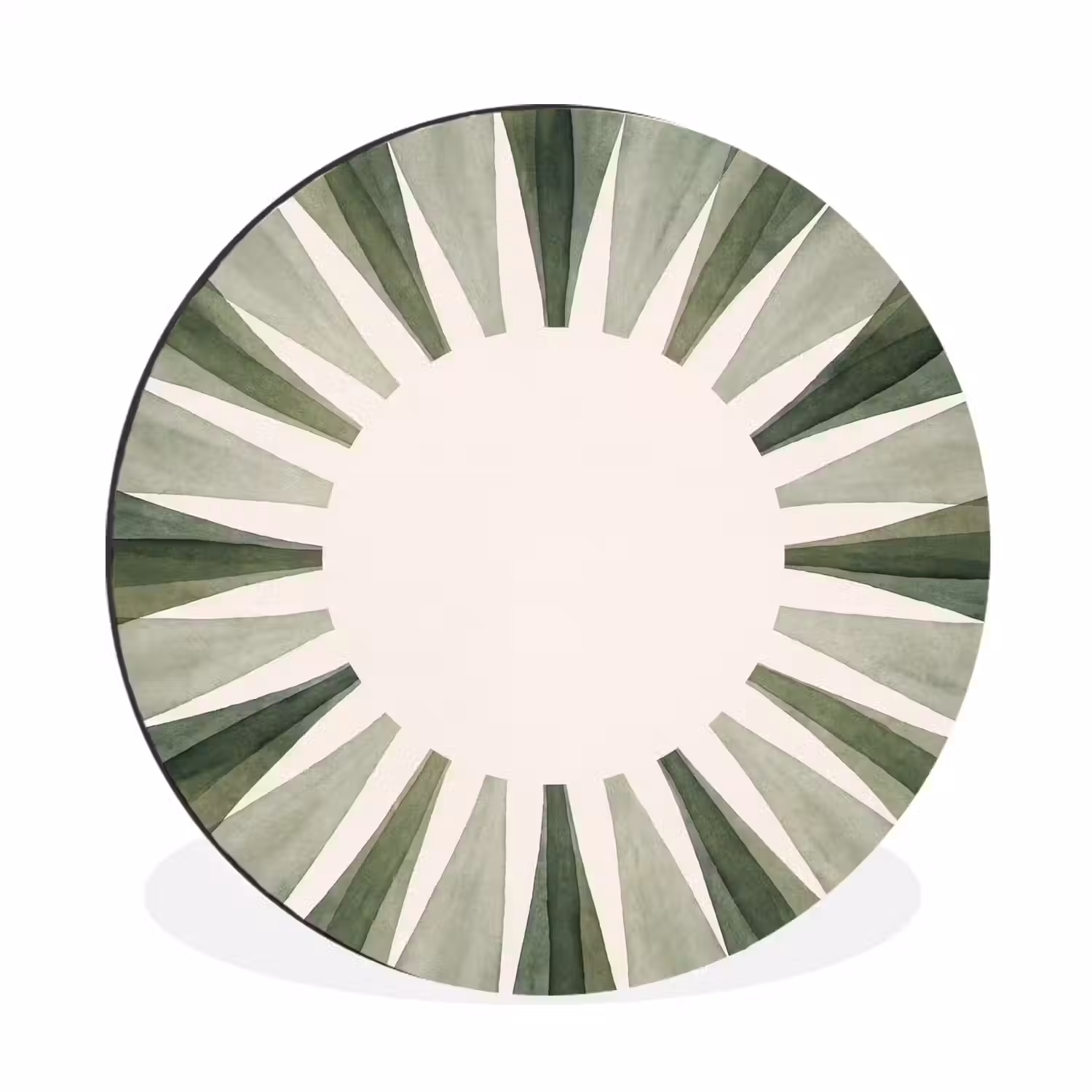 Planten - Abstract - Waterverf - Groen - Natuur Wandcirkel aluminium klein -3d