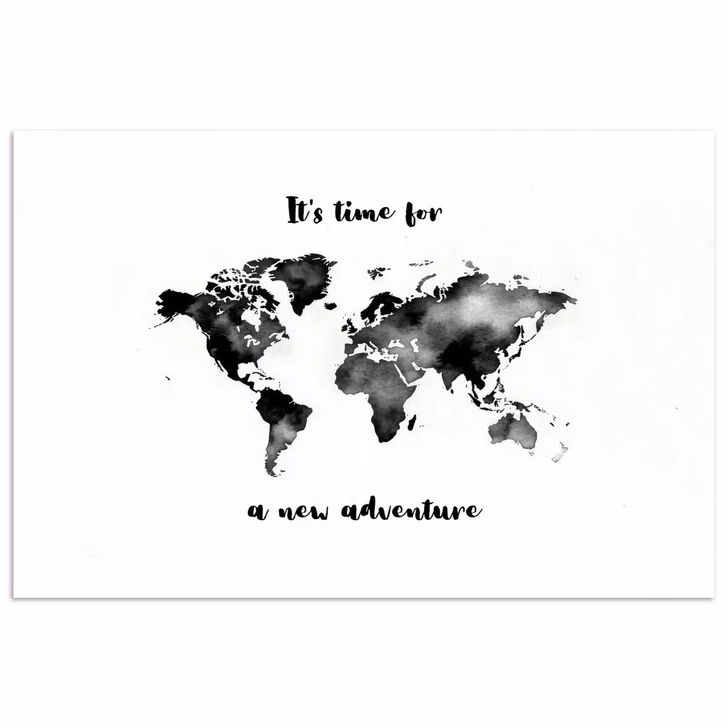 Avontuur - Quote - Wereldkaart - Zwart poster papier klein -3d