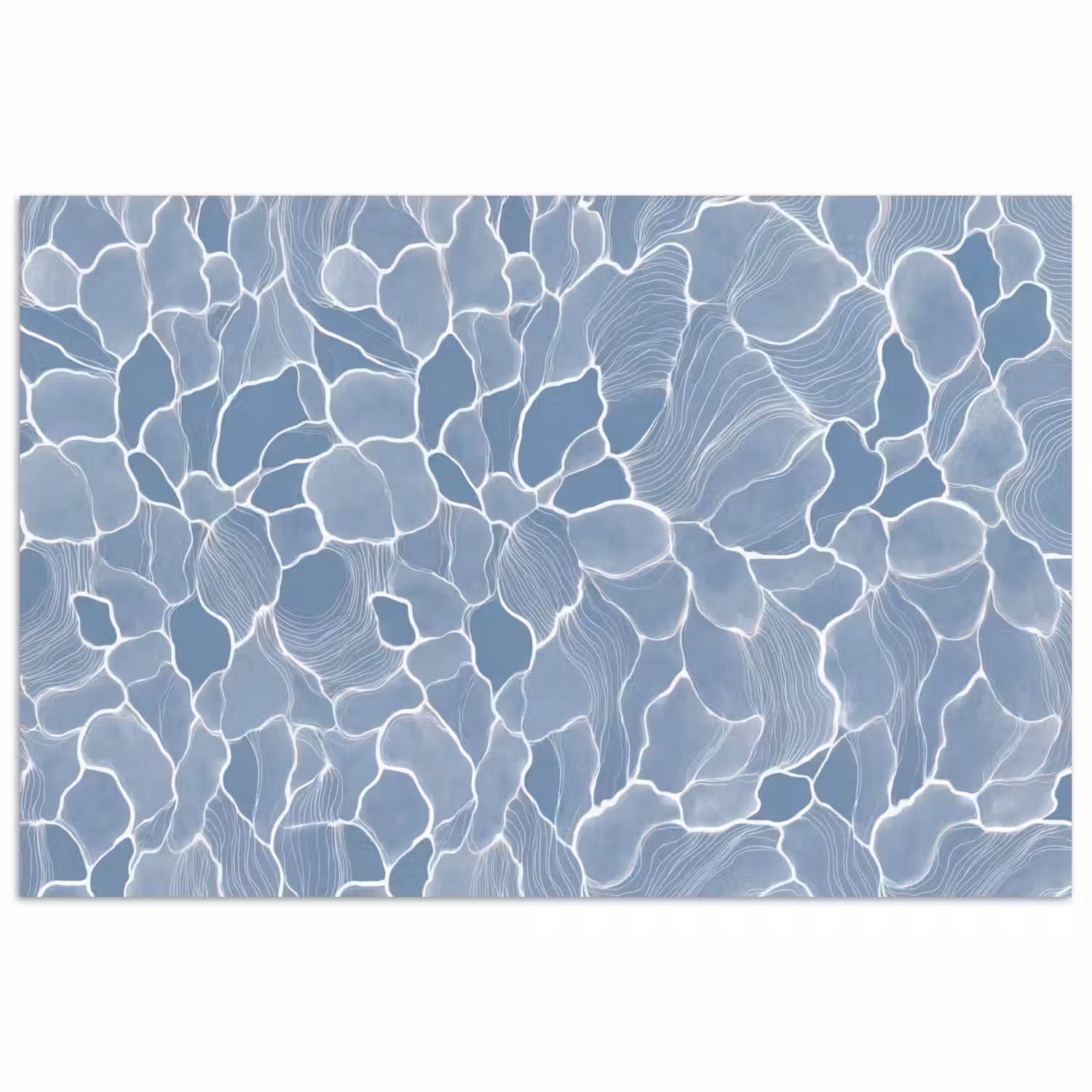 Abstract - Blauw - Bladeren poster papier klein -3d