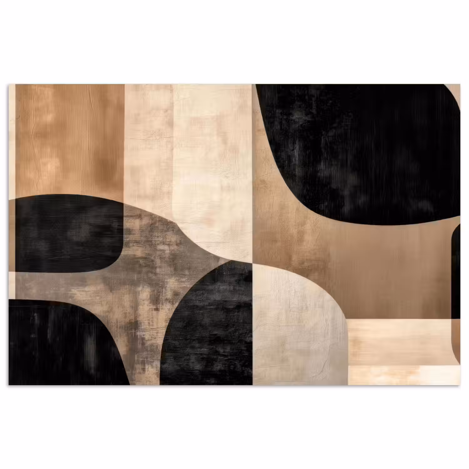 Abstract - Vlakken - Zwart - Rond poster papier klein -3d