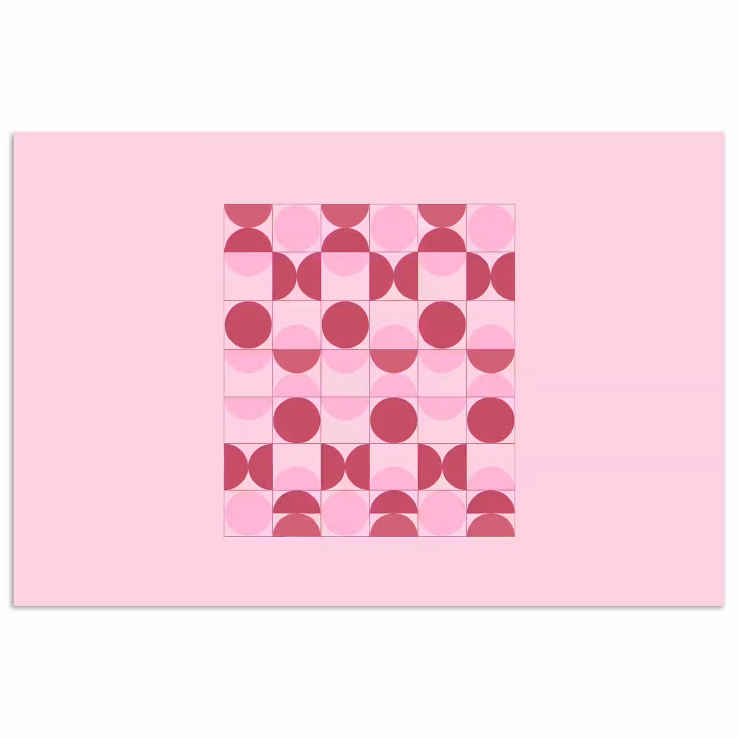 Abstract - Geometrisch - Cirkels - Roze - Modern poster papier klein -3d