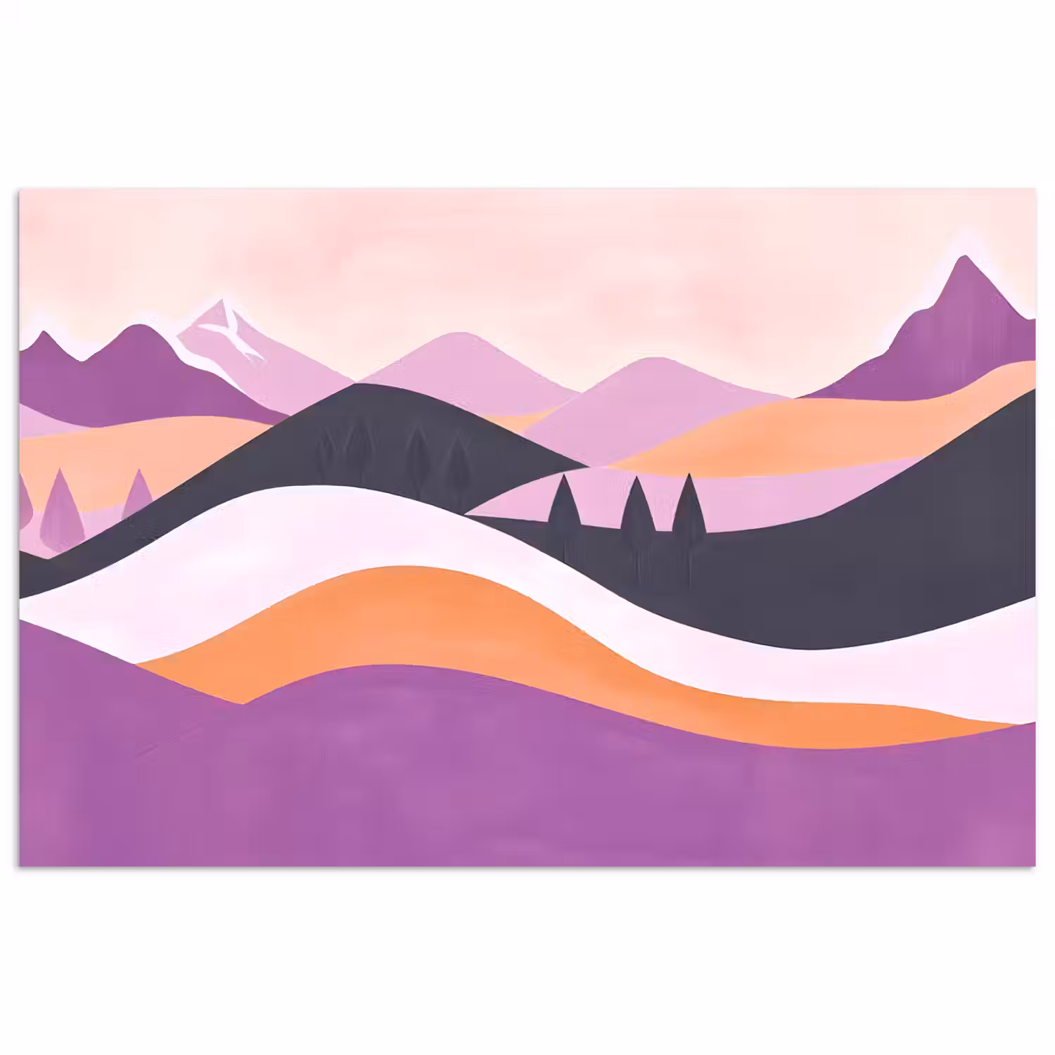 Abstract - Heuvels - Bomen - Groen poster papier klein -3d
