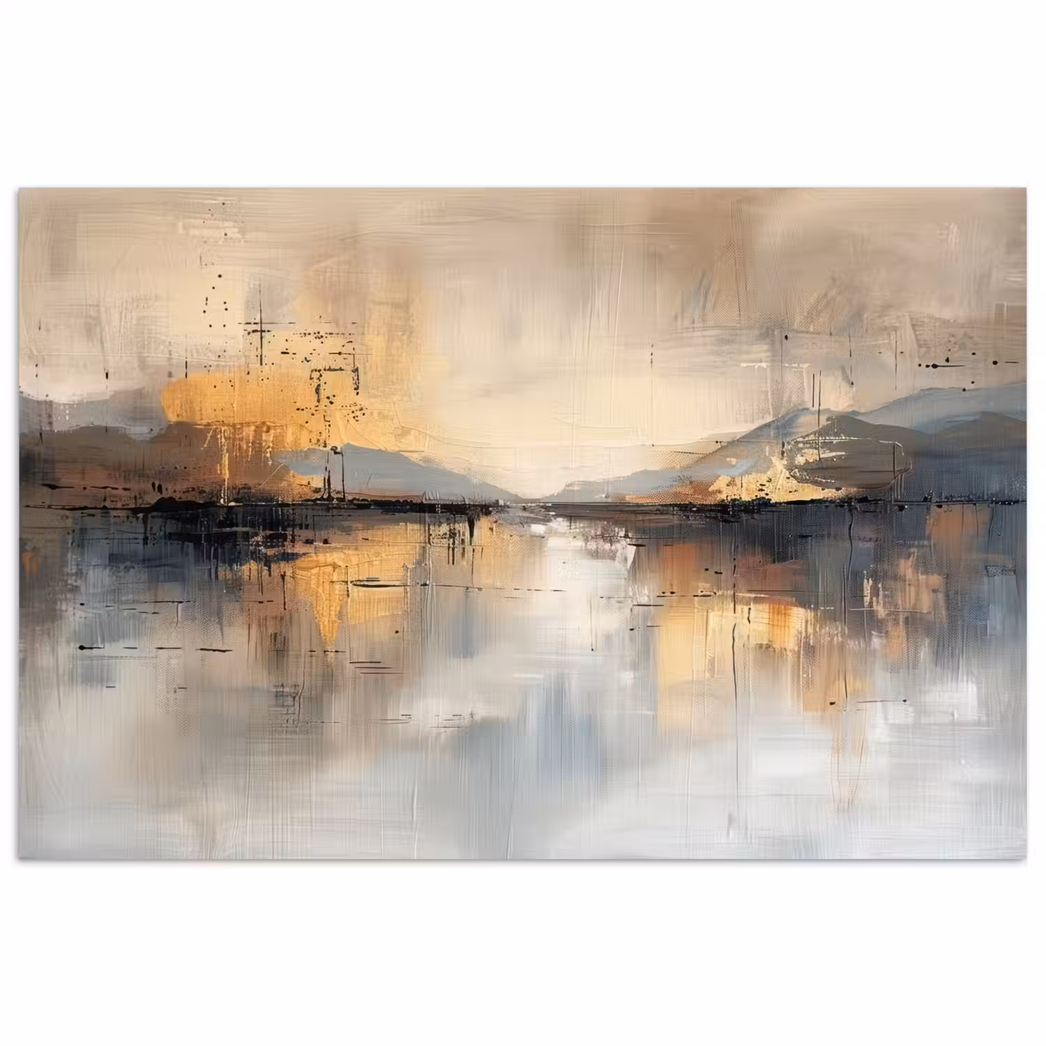 Abstract - Modern - Beige - Aesthetic - Goud poster papier klein -3d