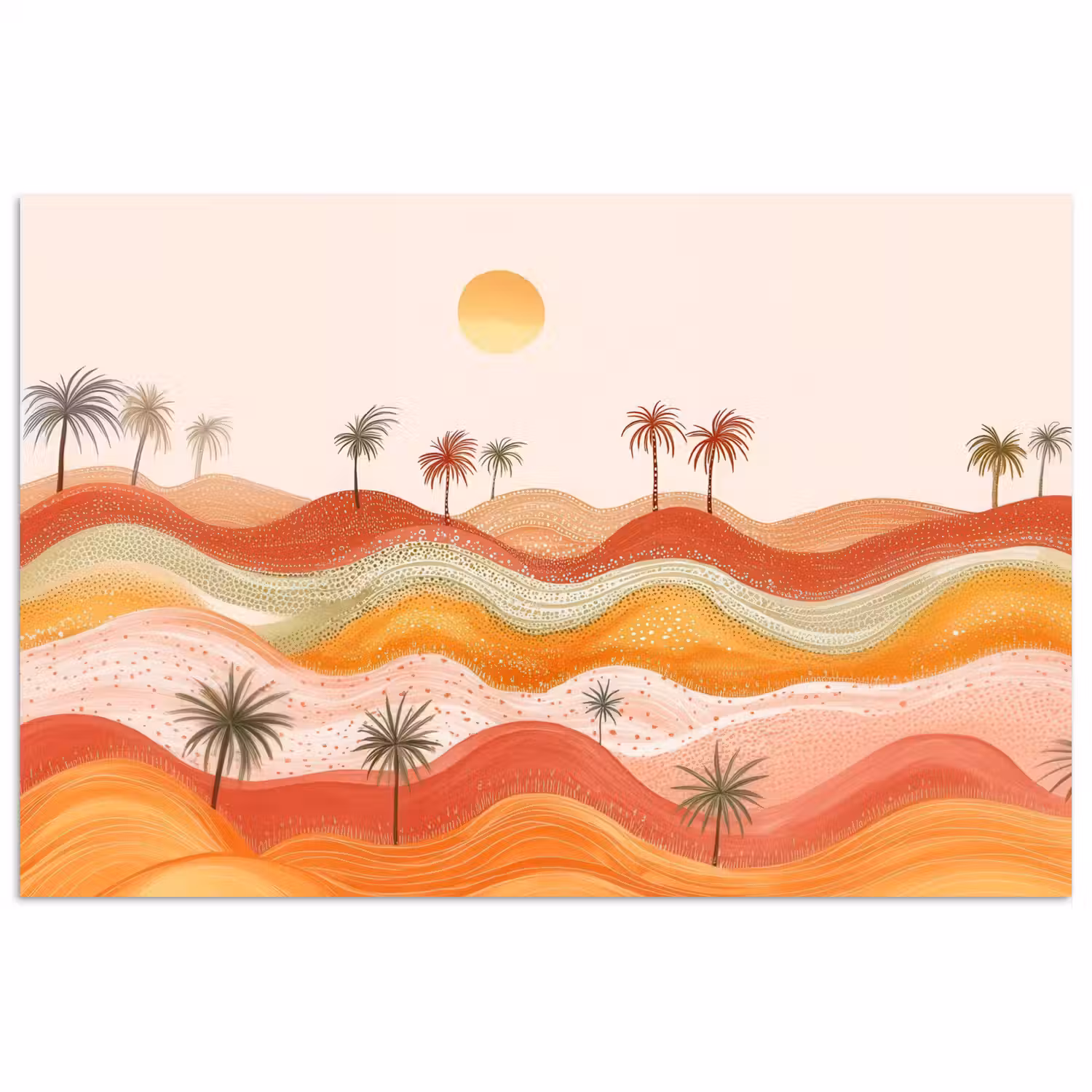 Abstract landschap - Palmbomen - Kleurrijk poster papier klein -3d