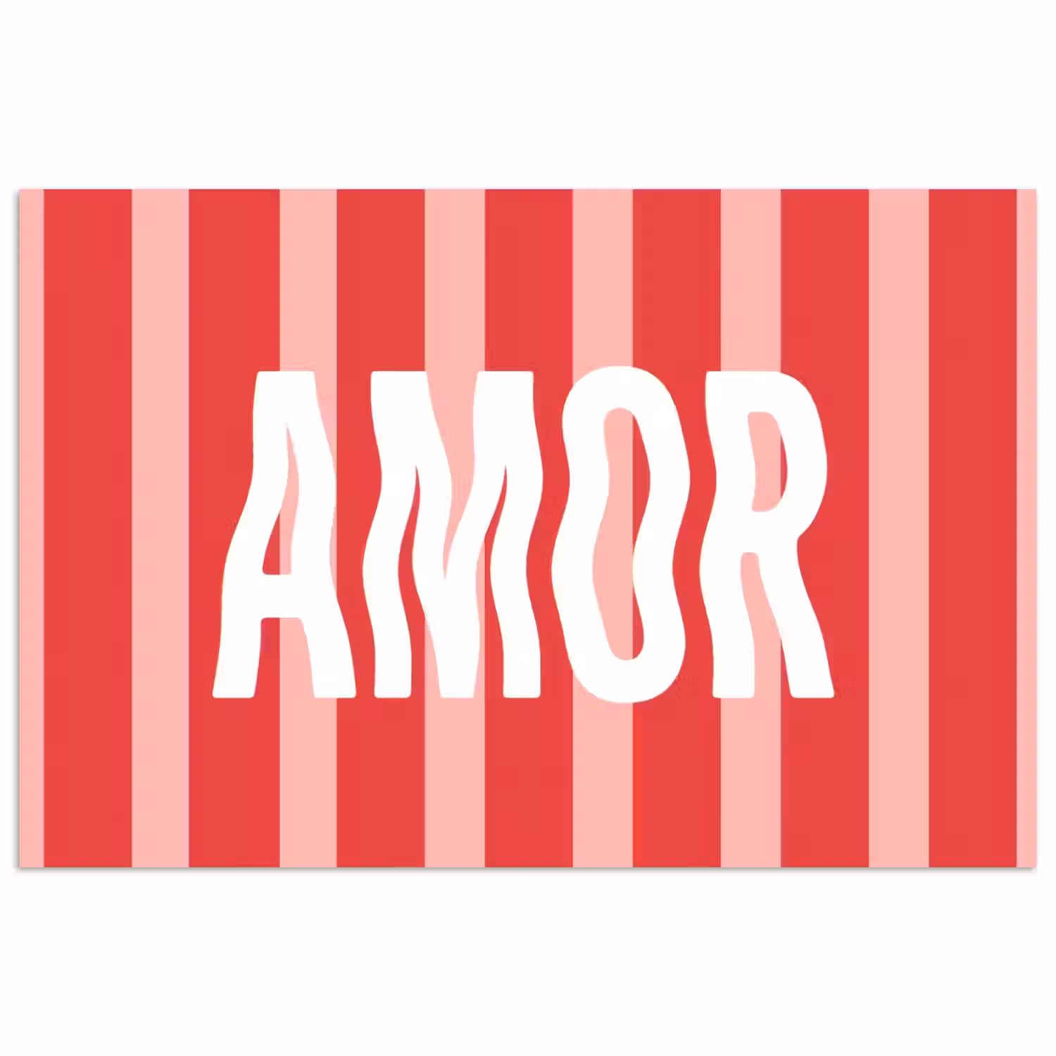 Amor - Strepen - Rood - Roze poster papier klein -3d