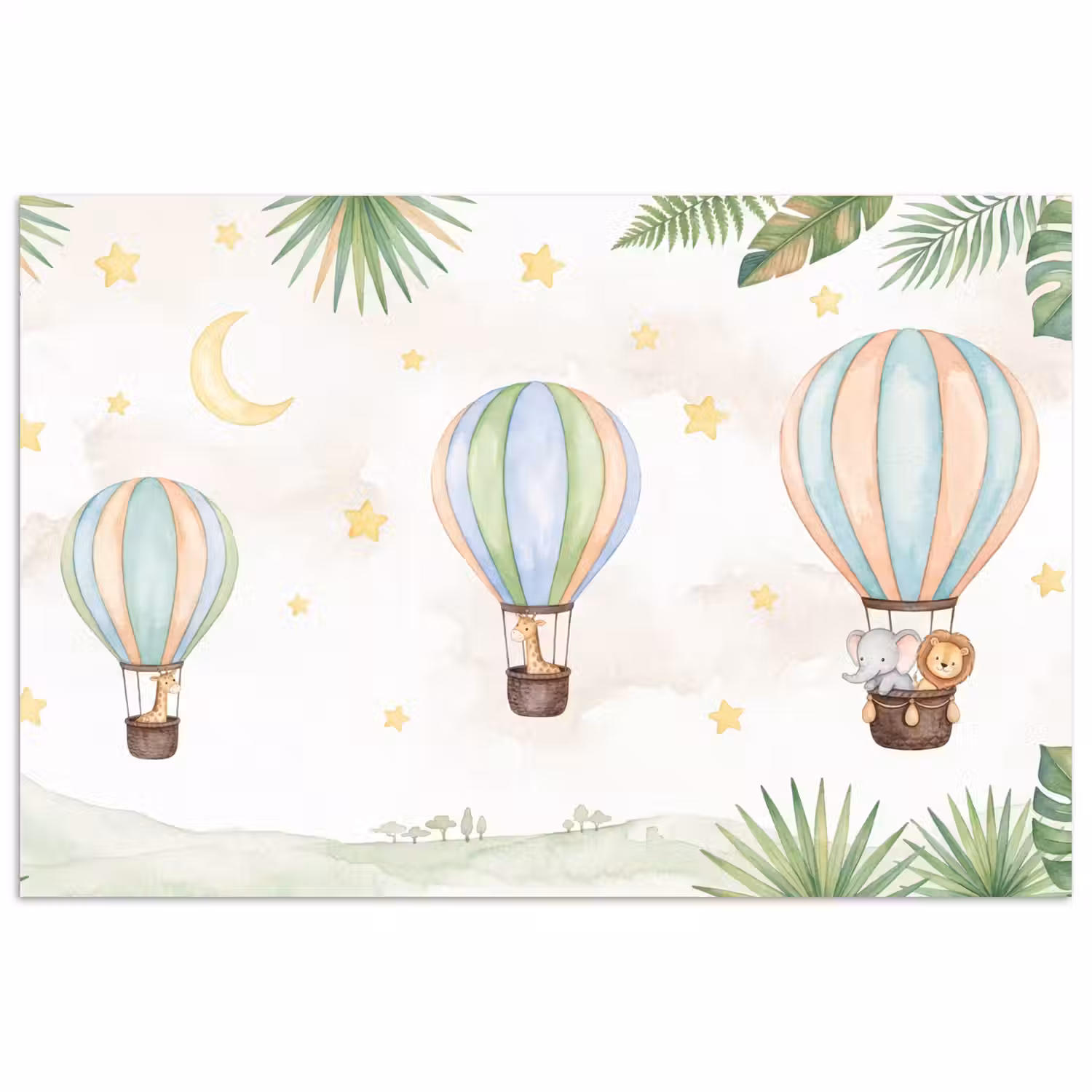 Aquarel - Luchtballonnen - Pastel poster papier klein -3d