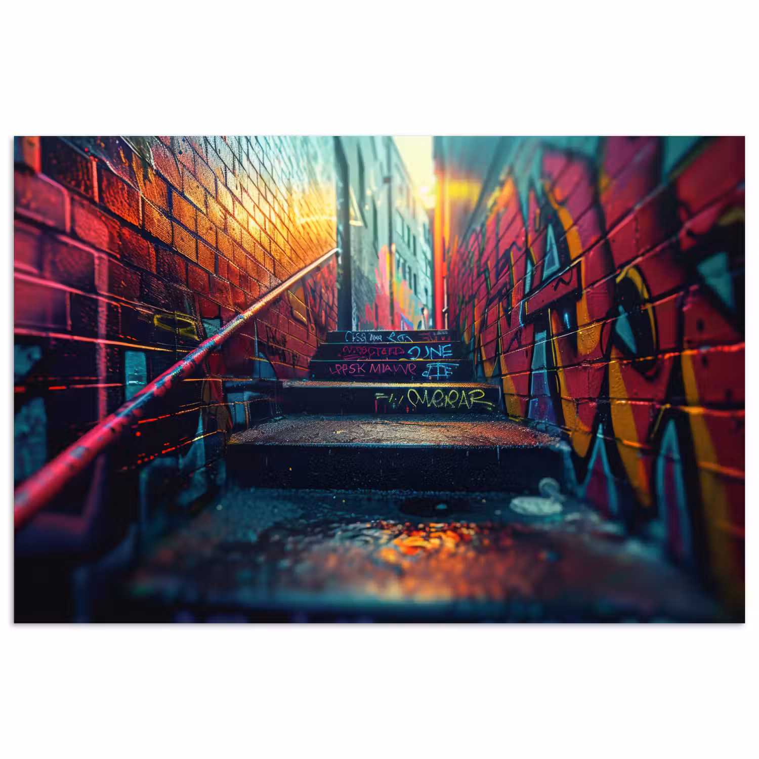 Architectuur - Neon - Trap - Graffiti poster papier klein -3d