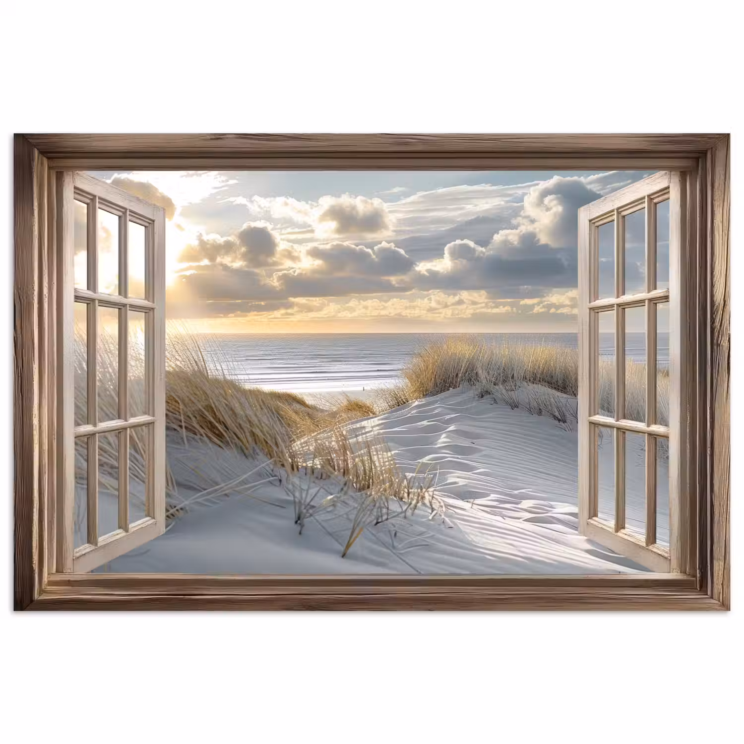 Doorkijk - Strand - Duinen - Zee - Natuur poster papier klein -3d