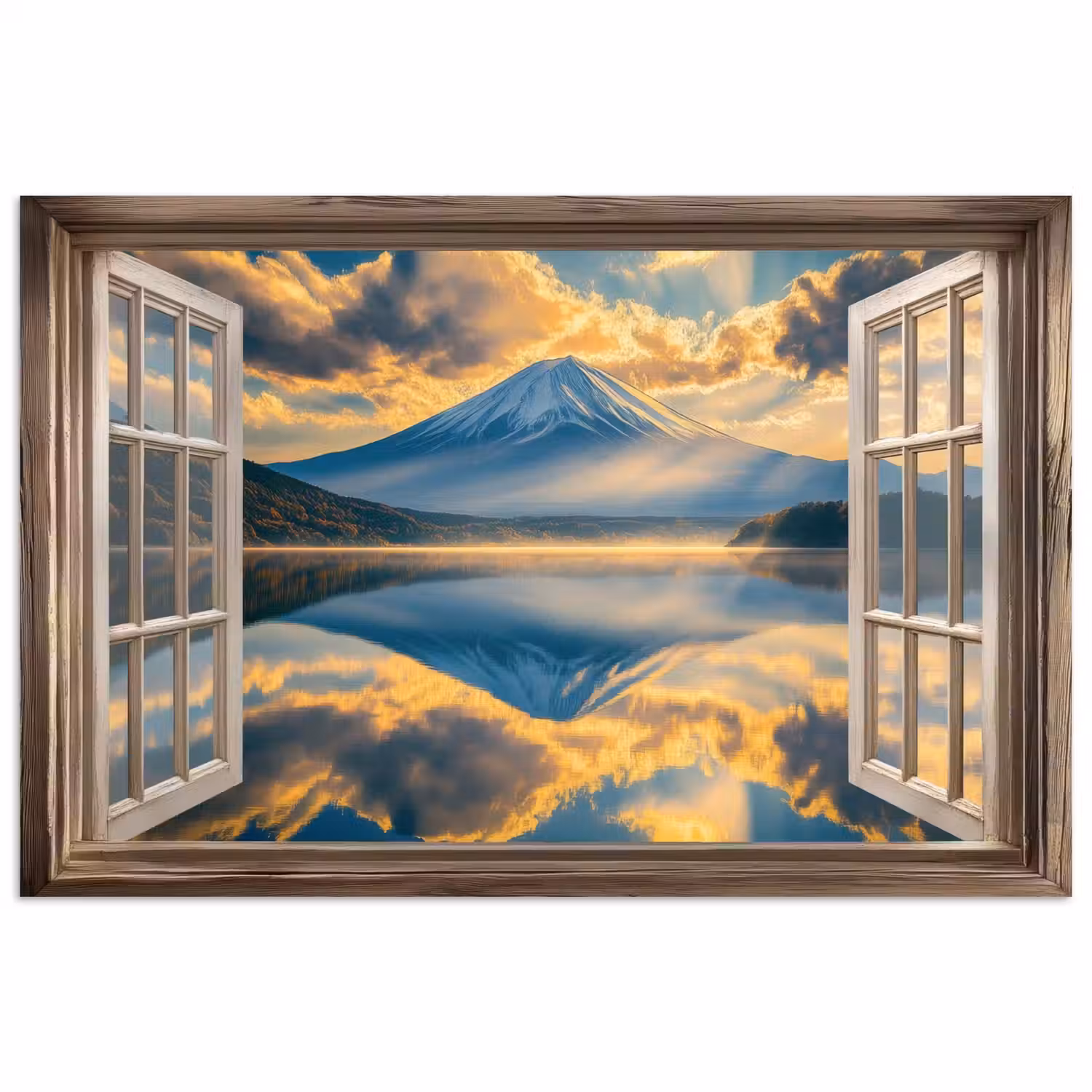 Doorkijk - Landschap - Bergen - Uitzicht - Raam poster papier klein -3d