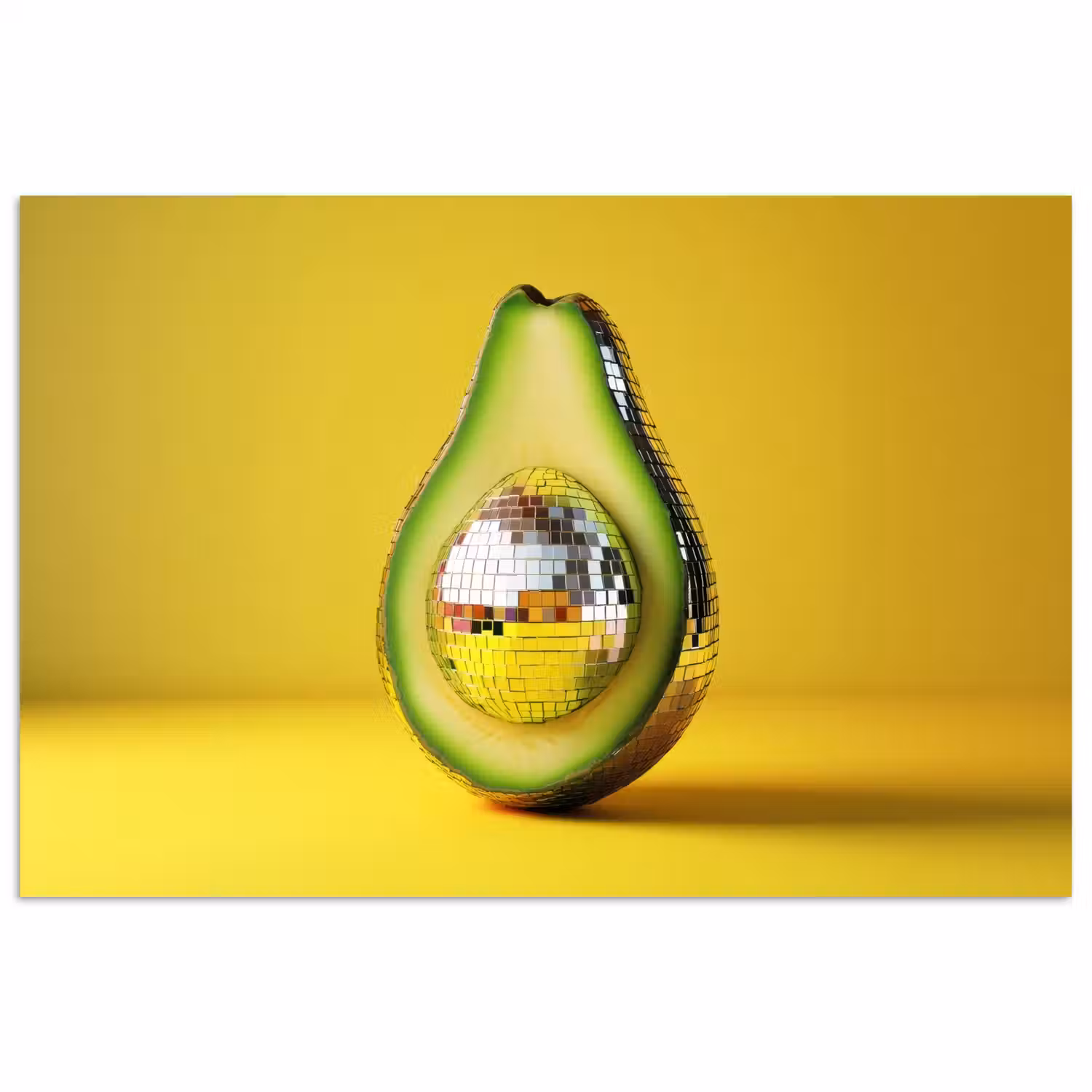 Avocado - Discobal - Geel - Glitter poster papier klein -3d