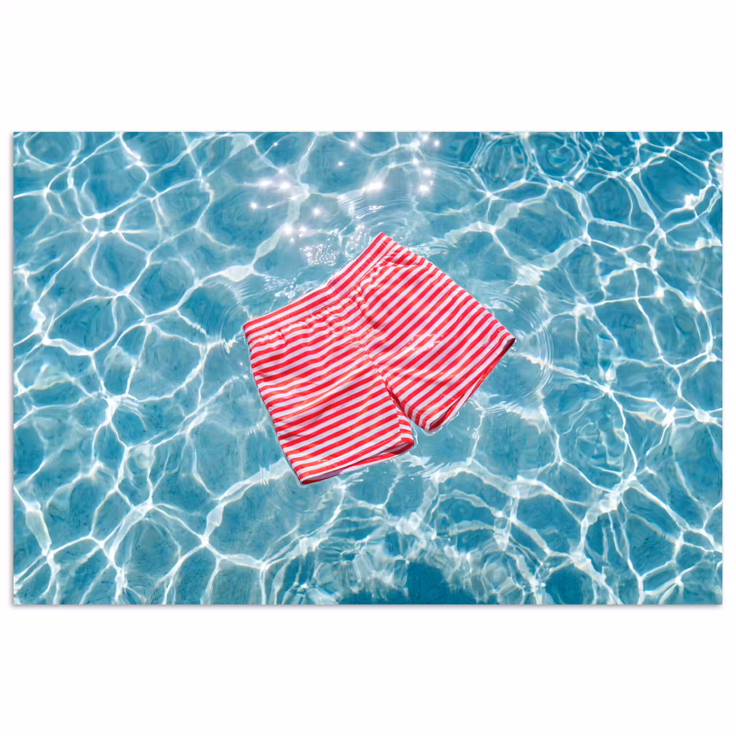 Zwemkleding - Gestreept - Water - Zomer - Rood-wit poster papier klein -3d