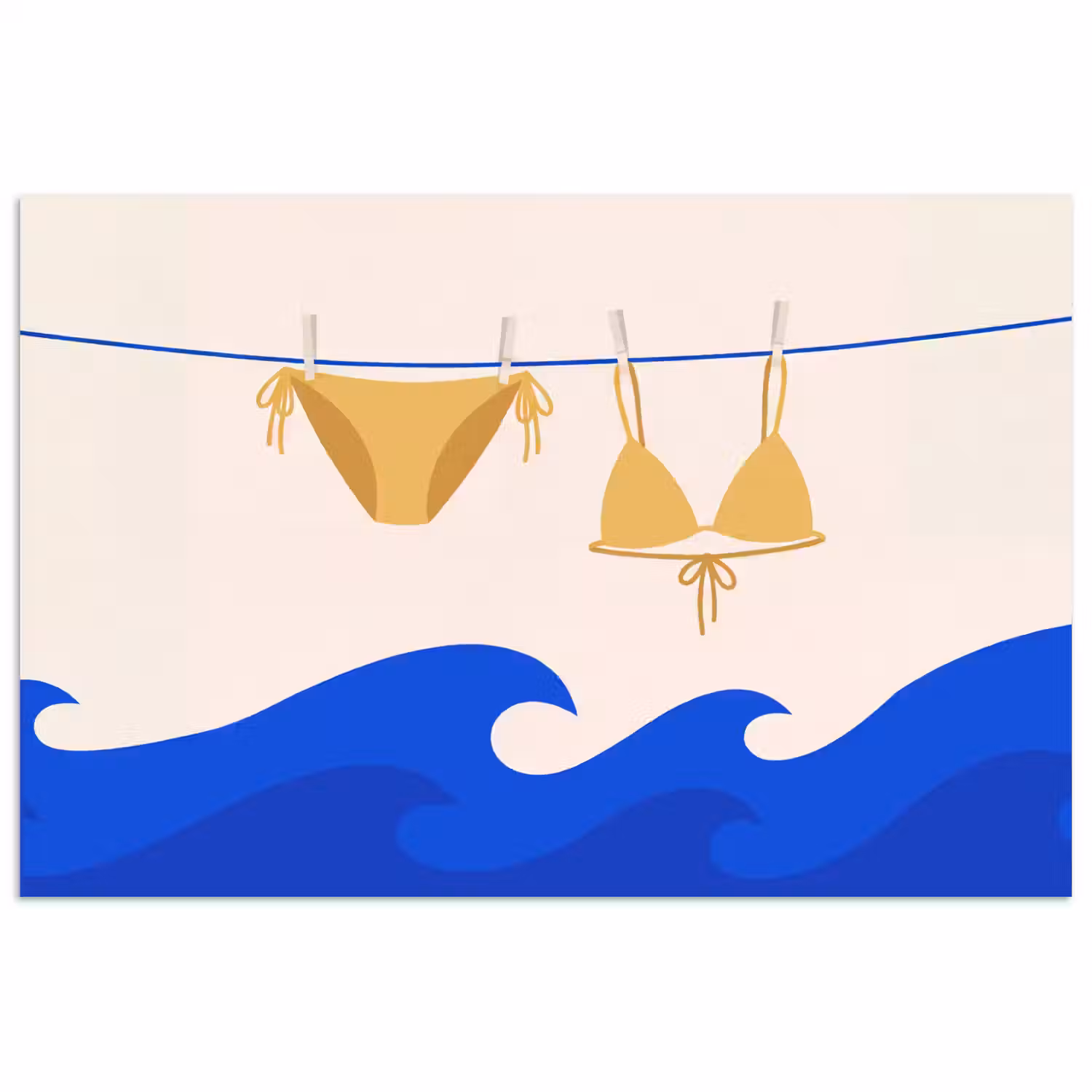 Zwemkleding - Zee - Zomer - Illustratie - Geel poster papier klein -3d