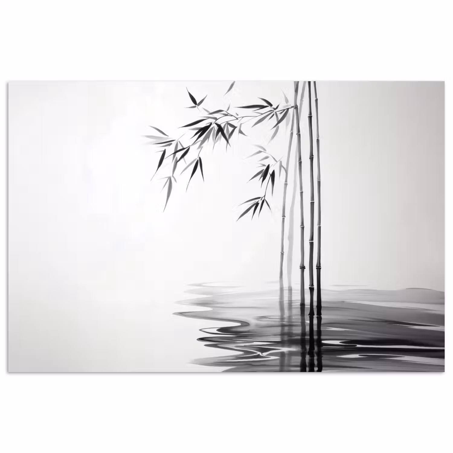 Bamboestammen - Water - Minimalistisch - Wit poster papier klein -3d