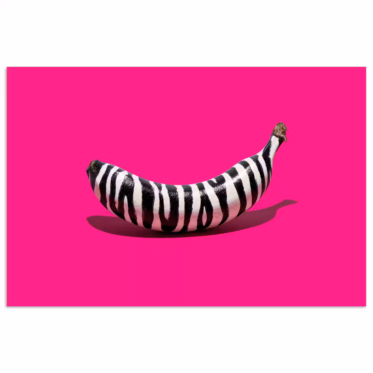 Banaan - Zebraprint - Roze poster papier klein -3d