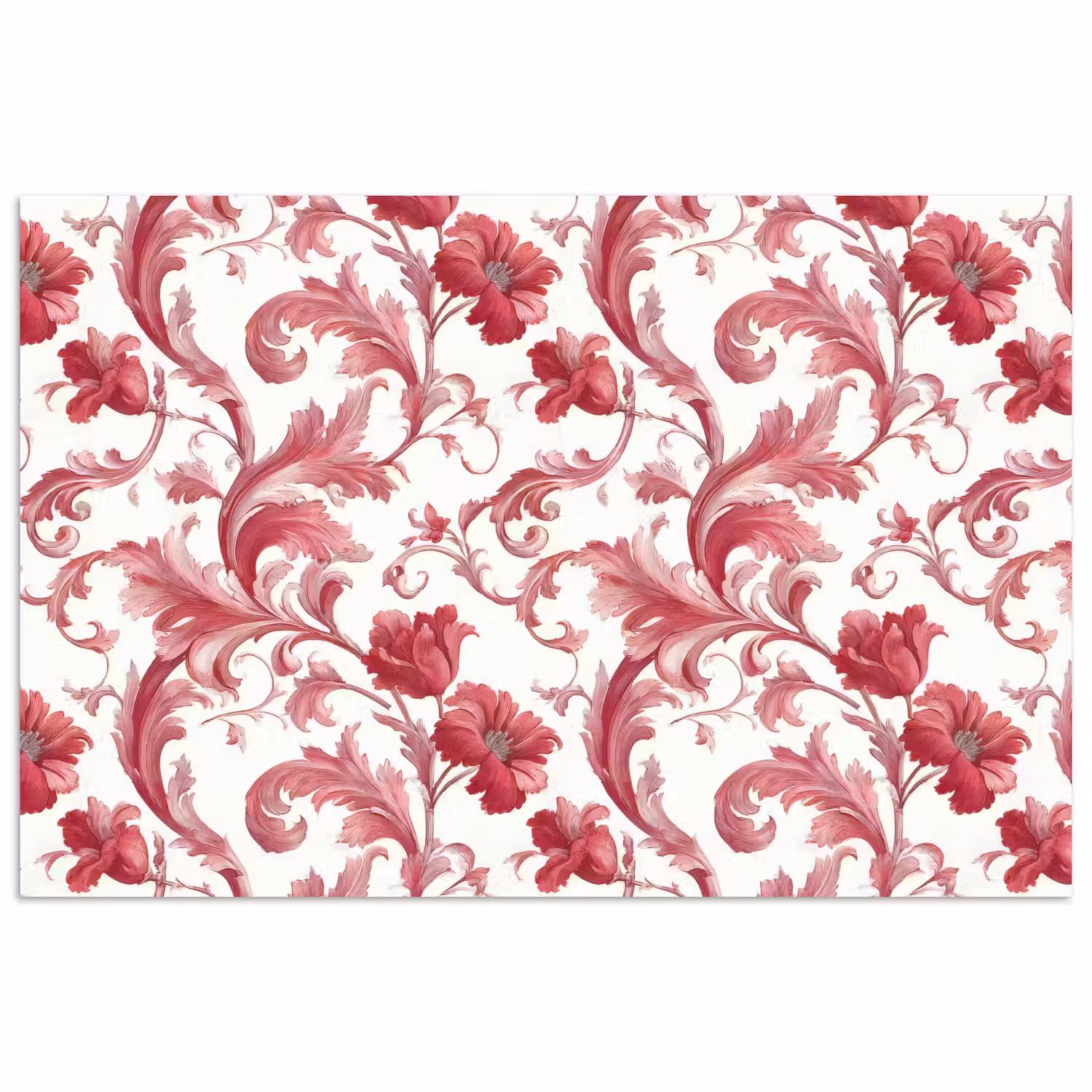 Barok - Patroon - Rood poster papier klein 62 -3d