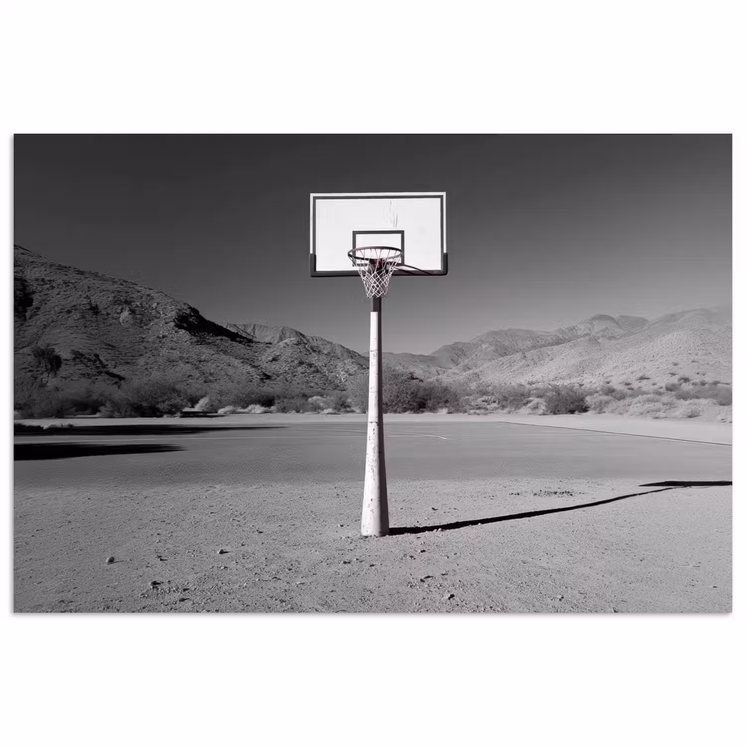 Basketbalpaal - Landschap - Zand - Wit poster papier klein -3d