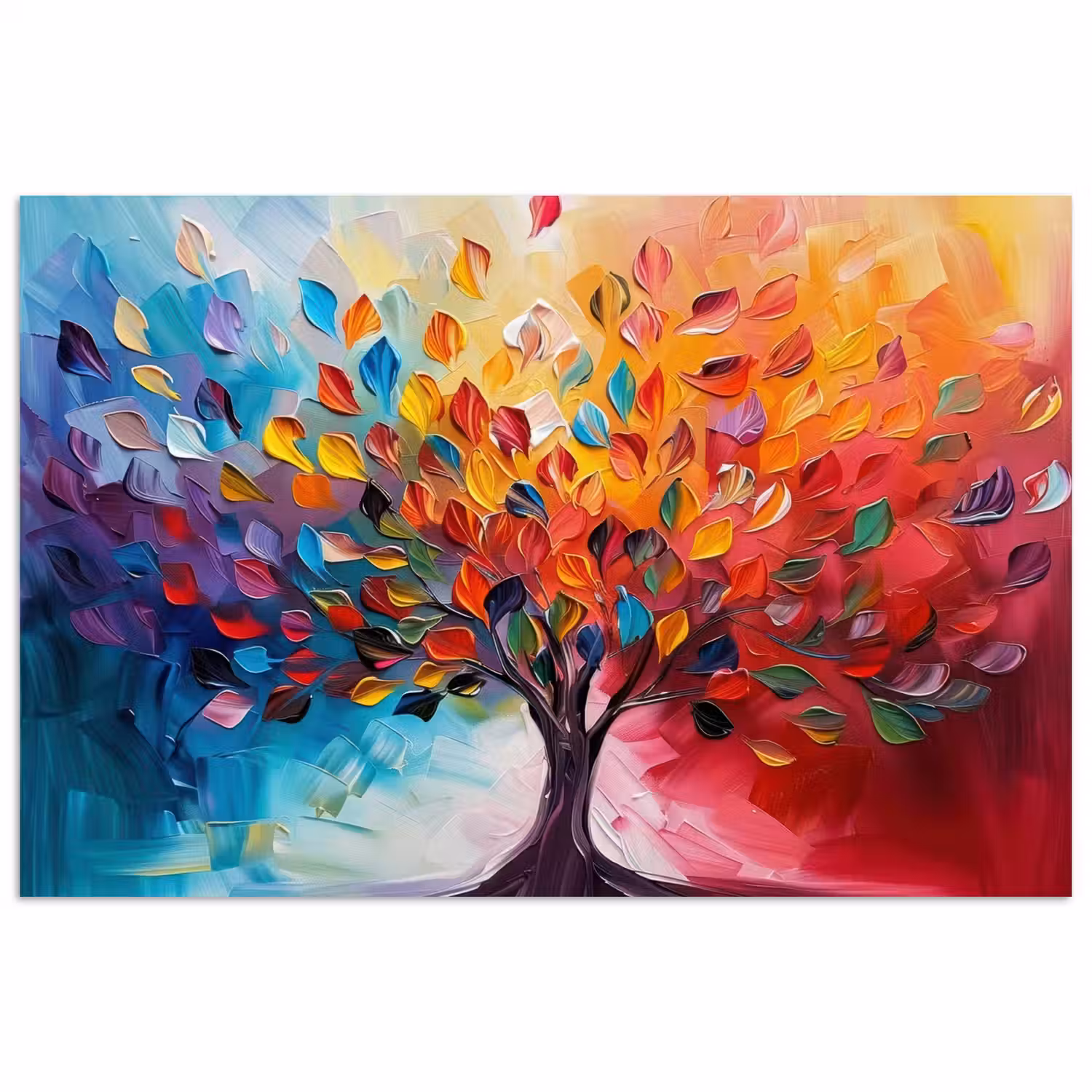 Boom - Levensboom - Kleurrijk - Abstract poster papier klein -3d